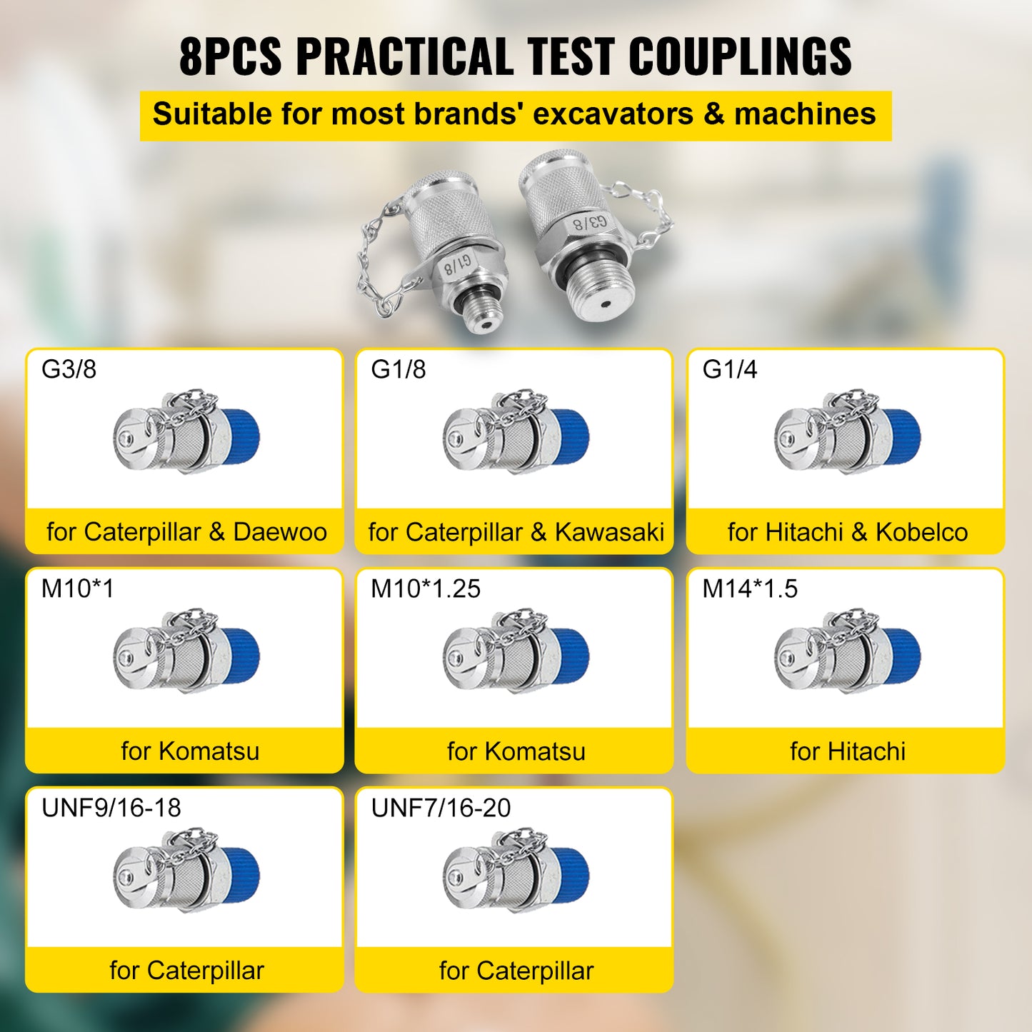 Hydraulic Pressure Gauge, 6 Test Couplings, Digital, with Case, (0-60Mpa)