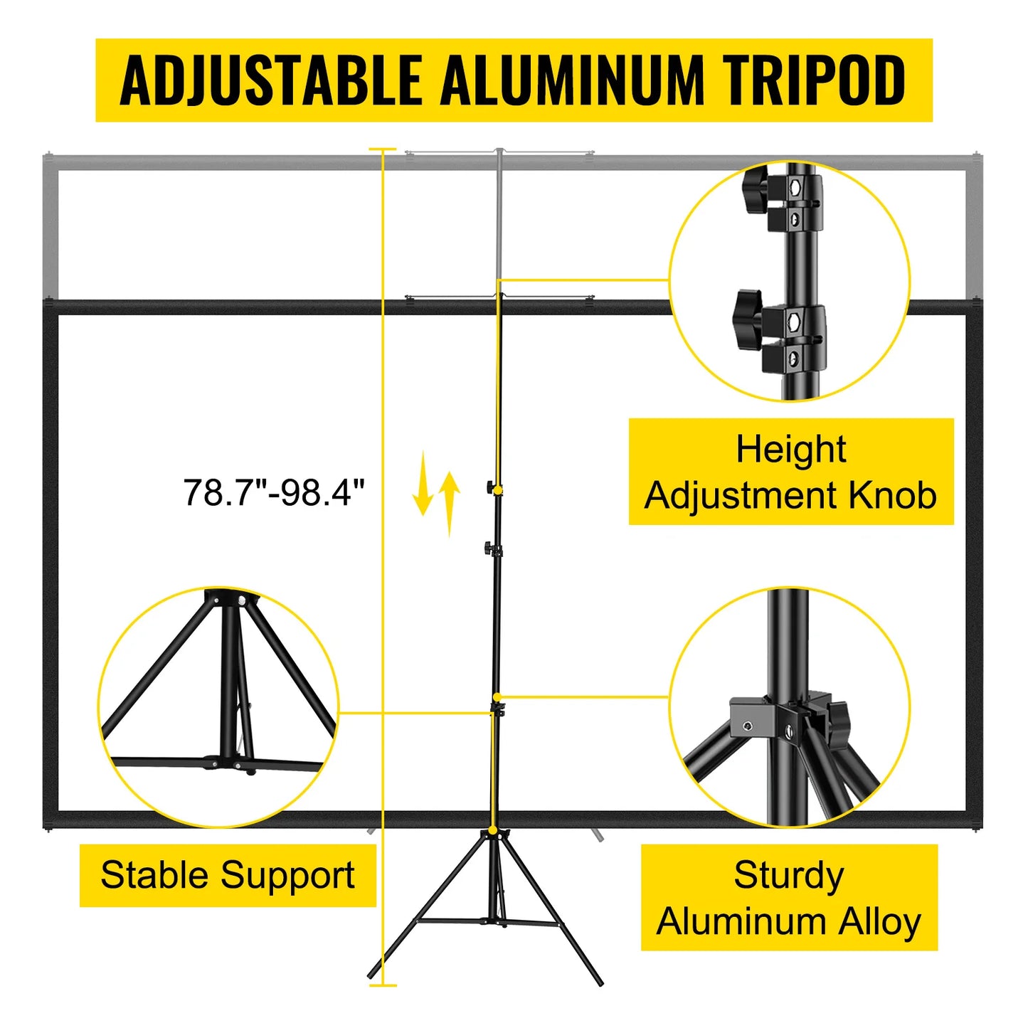 Projector Screen, 254cm, 16:9, Portable, With Tripod, White