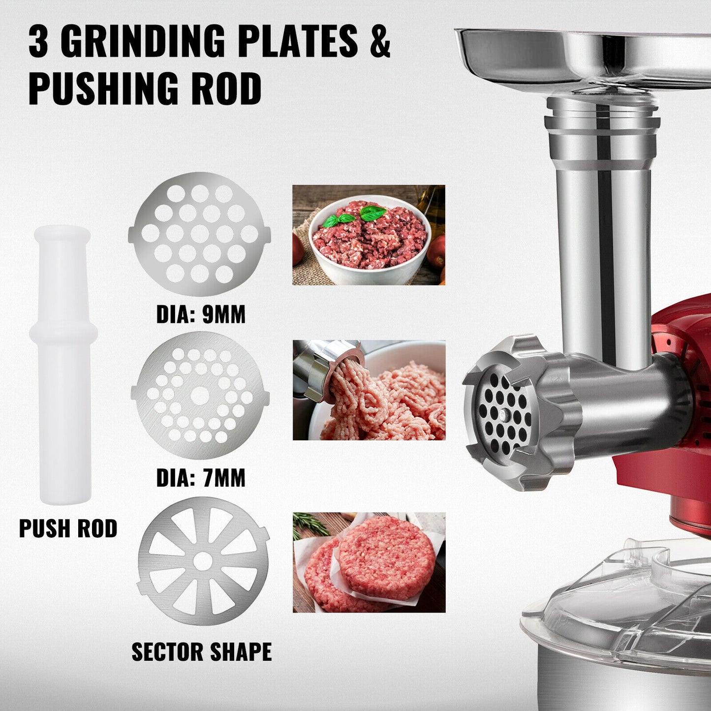 4in1 Planetary Mixer 5L Stainless Steel Bowl Meat Grinder Juicer Blender Egg Whisk 1000W Home Kitchen Food Processor