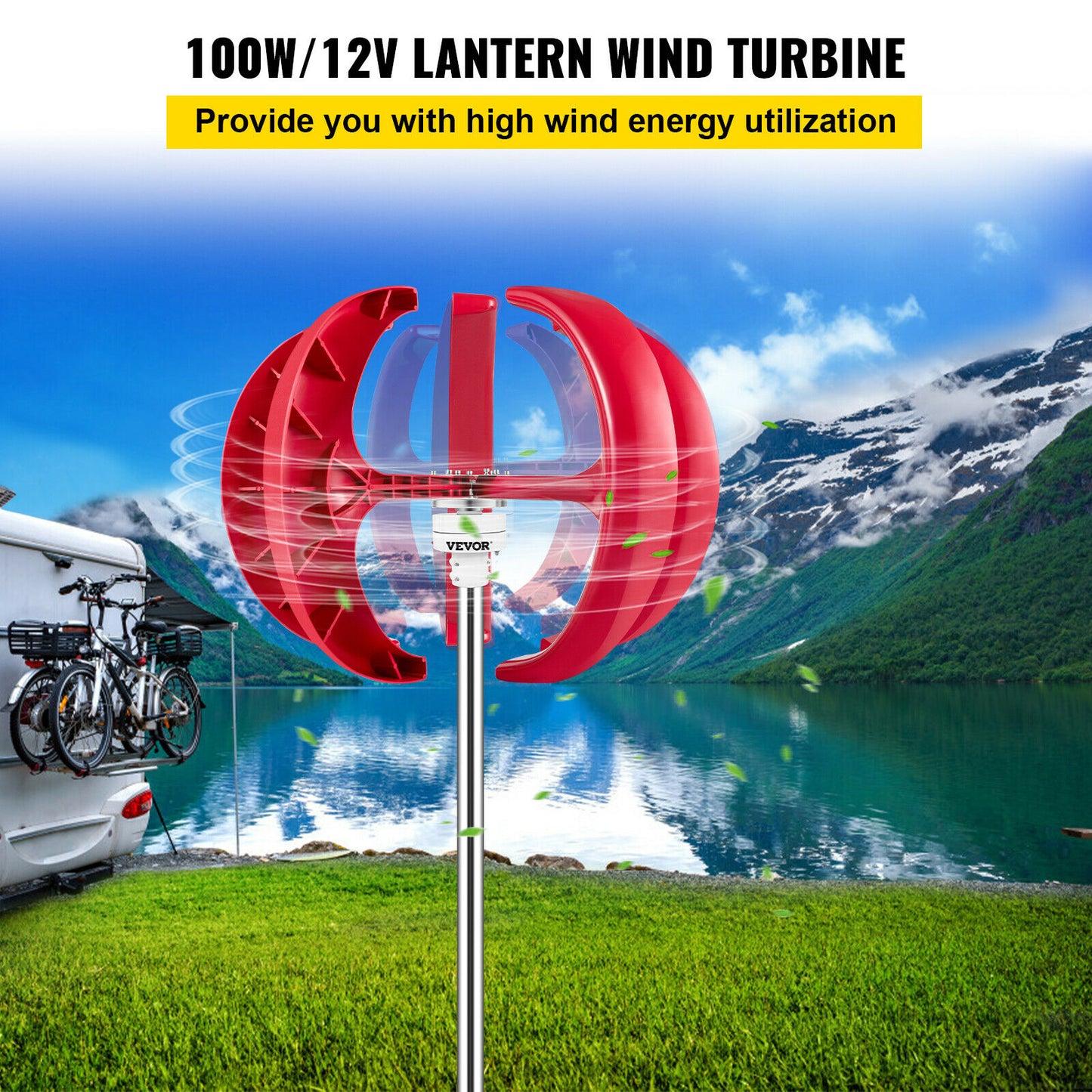 5-Blade 100W Wind Turbine Generator for Home or Streetlight (12V Vertical Axi)