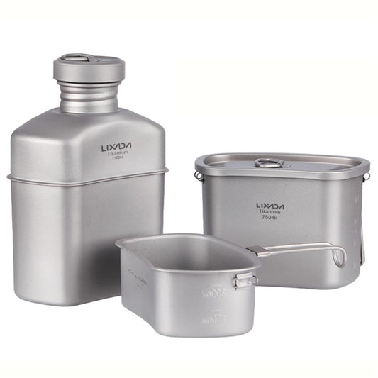 Titanium cookware set, For camping, Lightweight, Capacity 1.1 litre, Silver