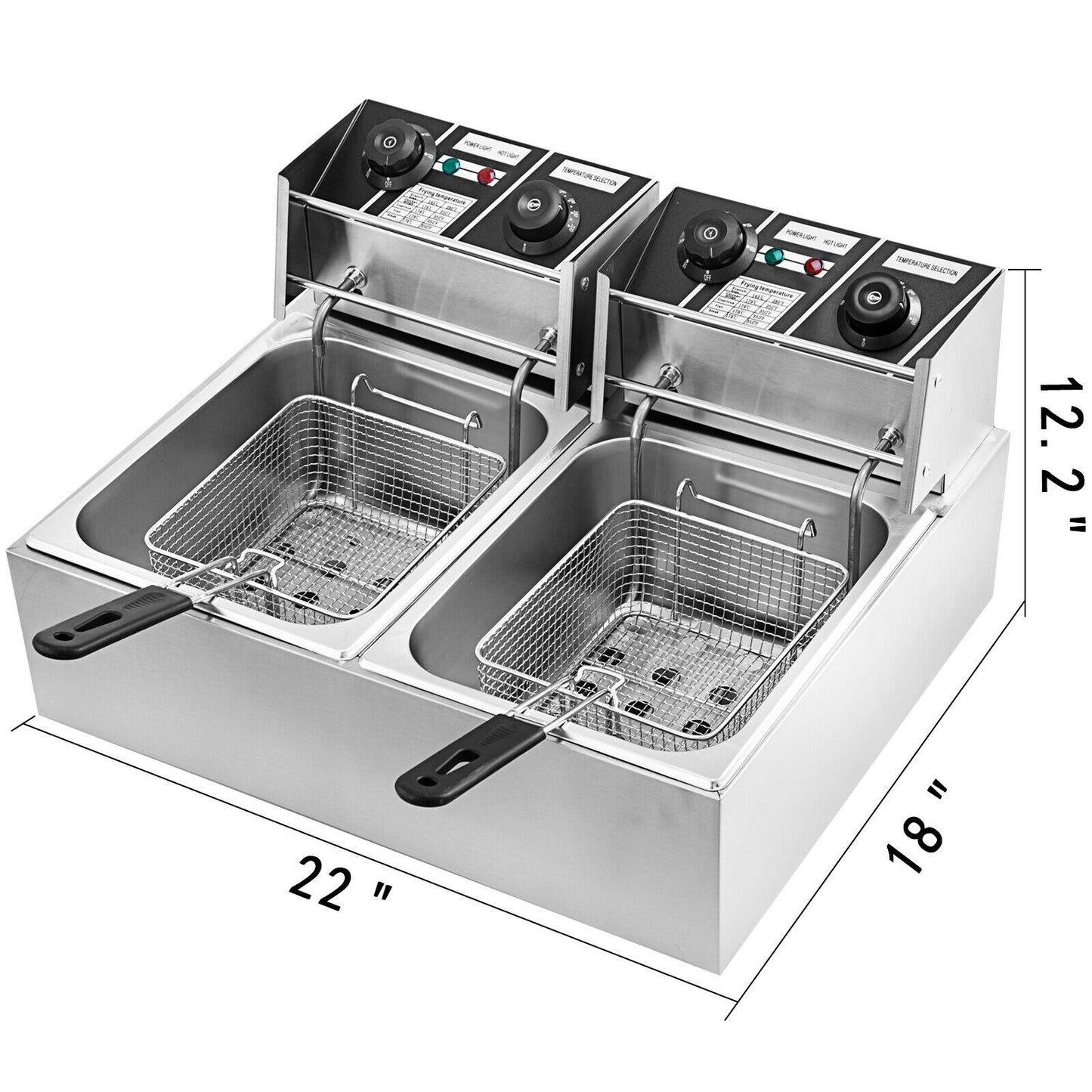 Friteuză electrică 12L 20L rezervoare duble, cartofi prăjiți, pui prăjit