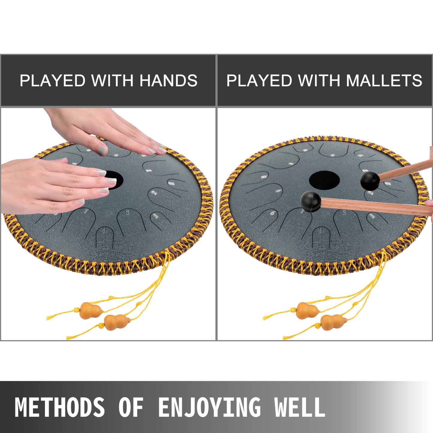 Instrument de percuție manuală cu tobă din oțel de 14 inchi, 14 tonuri în do minor cu geantă de călătorie - 36 cm