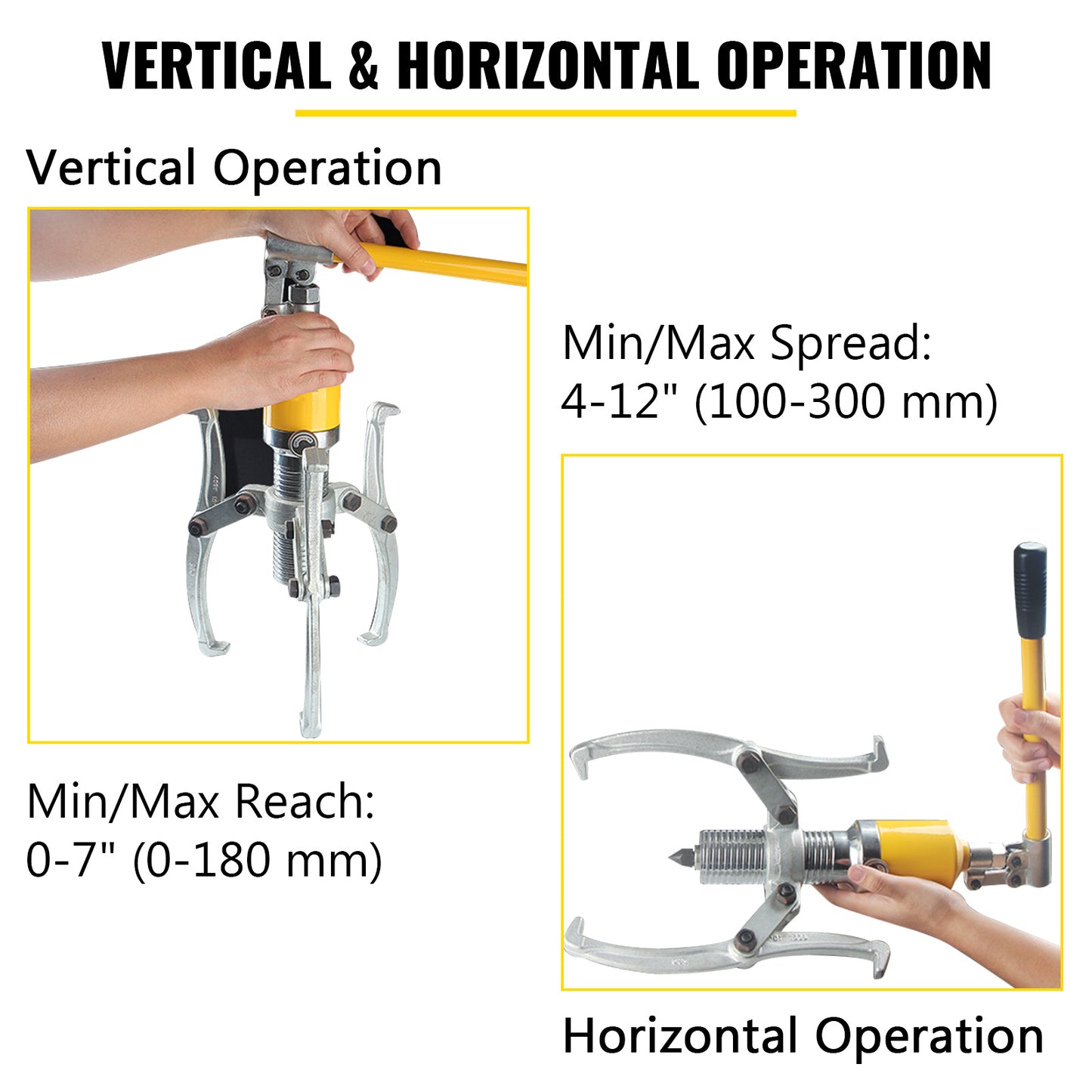 Hydraulic Gear Bearing Puller Separation Tool - 15 Ton, Adjustable Jaws, Portable Box