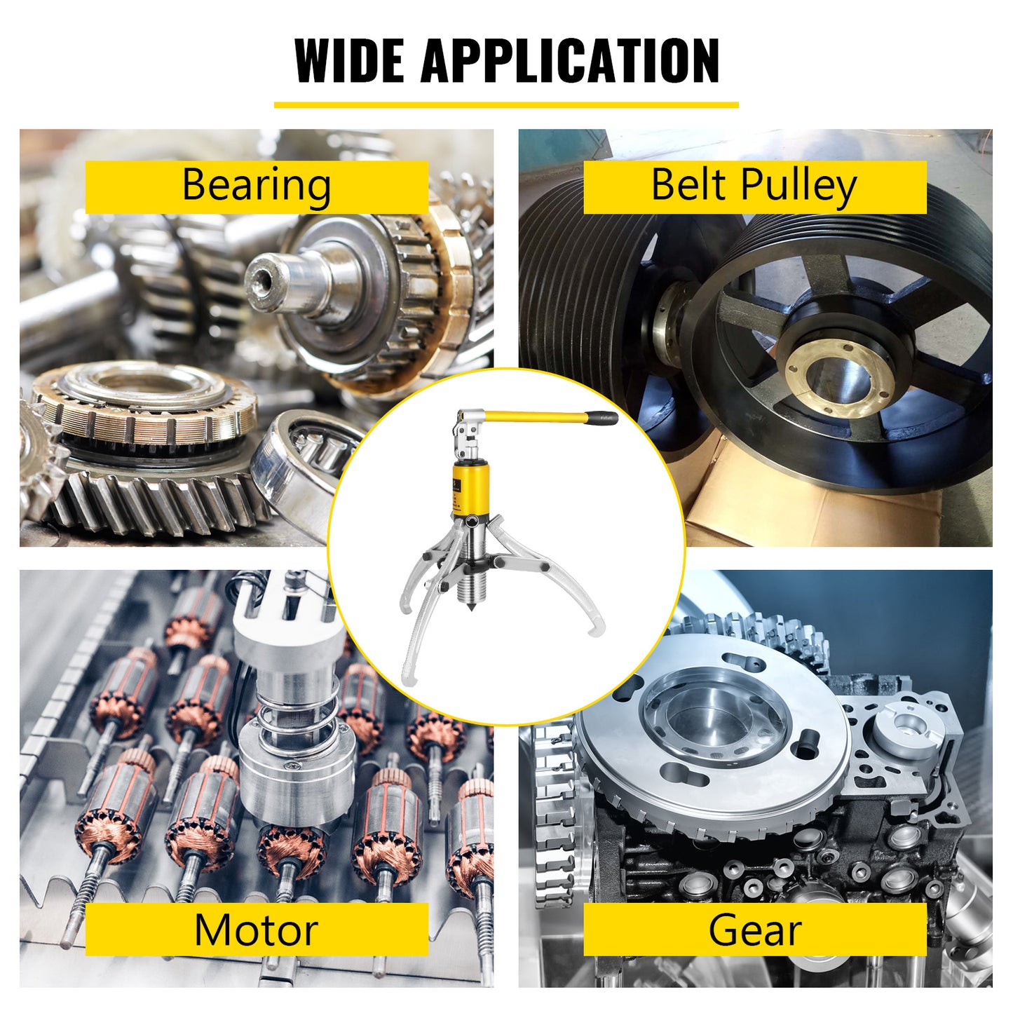 Hydraulic Gear Bearing Puller Separation Tool - 15 Ton, Adjustable Jaws, Portable Box