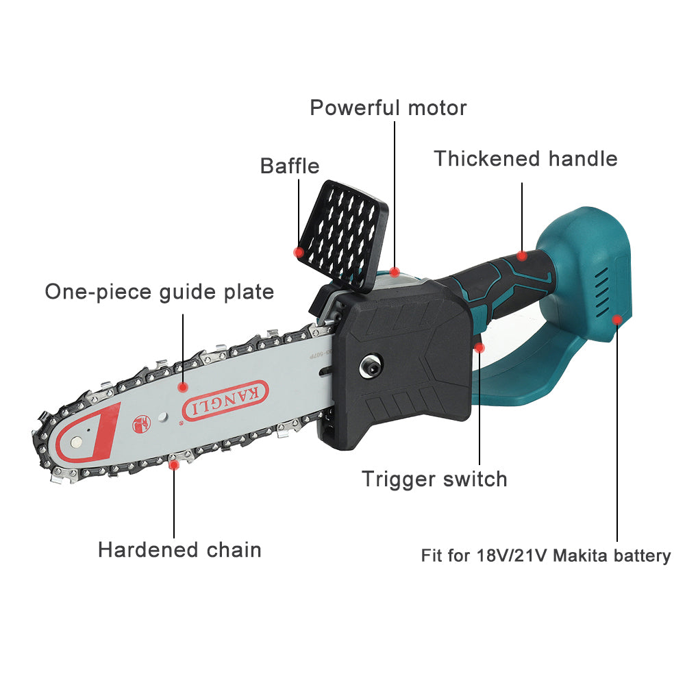 Tronçonneuse Électrique, Mustool, 25cm, 1500W, 18V, 2 Batteries, Prise EU, Bleu