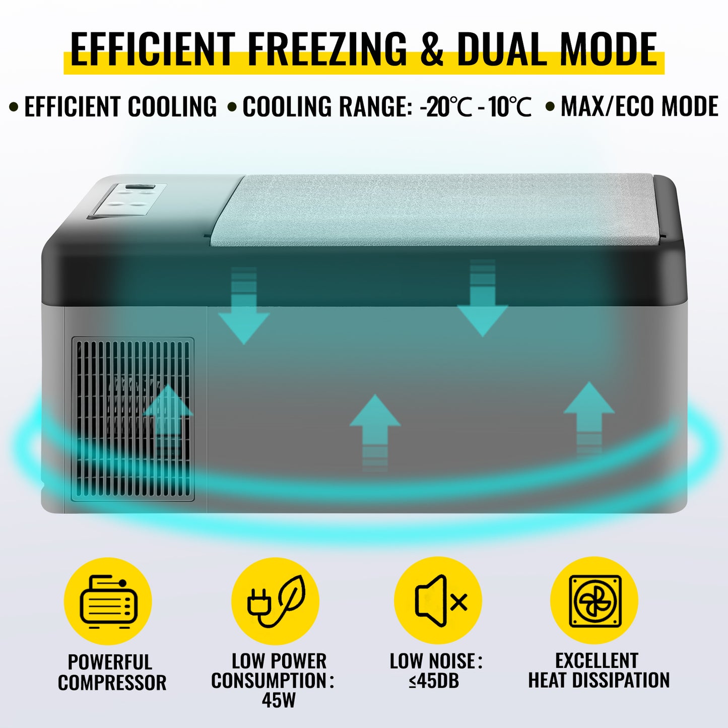 Mini Car Fridge Freezer 15L - 45W, Portable Cooler