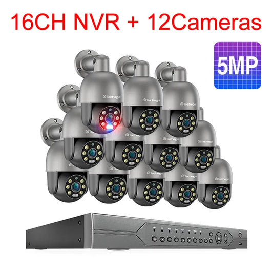 Surveillance Camera, 16CH NVR 12 CAM 5MP 8MP PTZ AI POE H.265 4K CCTV Video ONVIF Two Way Audio Outdoor, Color: N/A, Size: N/A