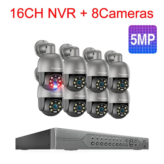 Surveillance Camera, 16CH NVR 8 CAM 5MP 8MP PTZ AI POE Security, H.265 4K, Two Way Audio, Outdoor ONVIF, Color: -NA-, Size: -NA-