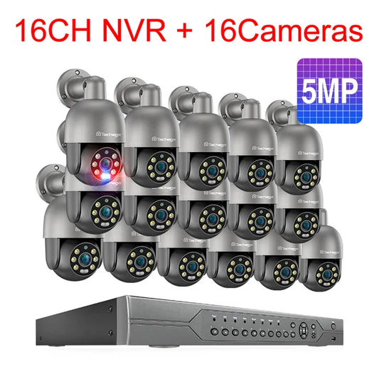 Surveillance Camera, 16CH NVR 16 CAM 5MP 8MP PTZ AI POE, H.265 4K Video, Outdoor ONVIF