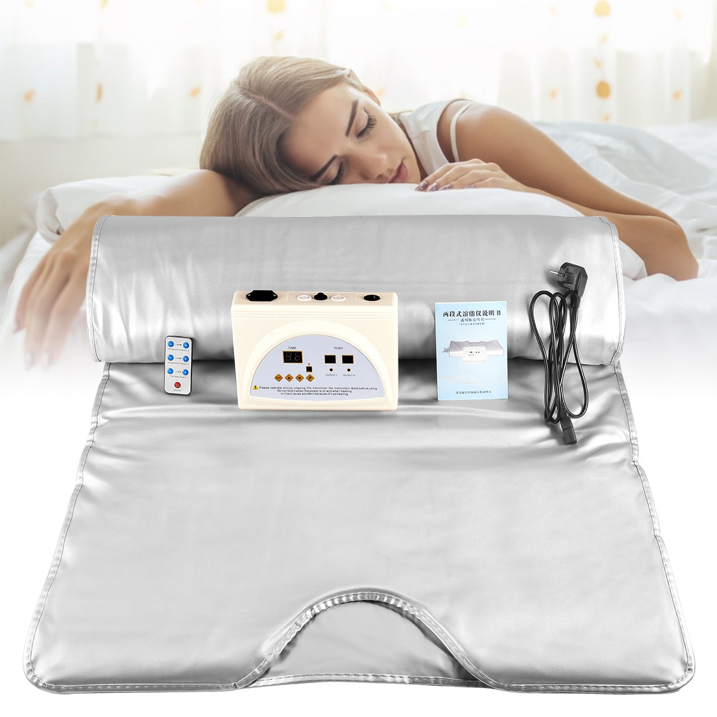 Sauna Blanket, 180 x 90 cm, up to 85 degrees, 650w, 60Hz, Silver