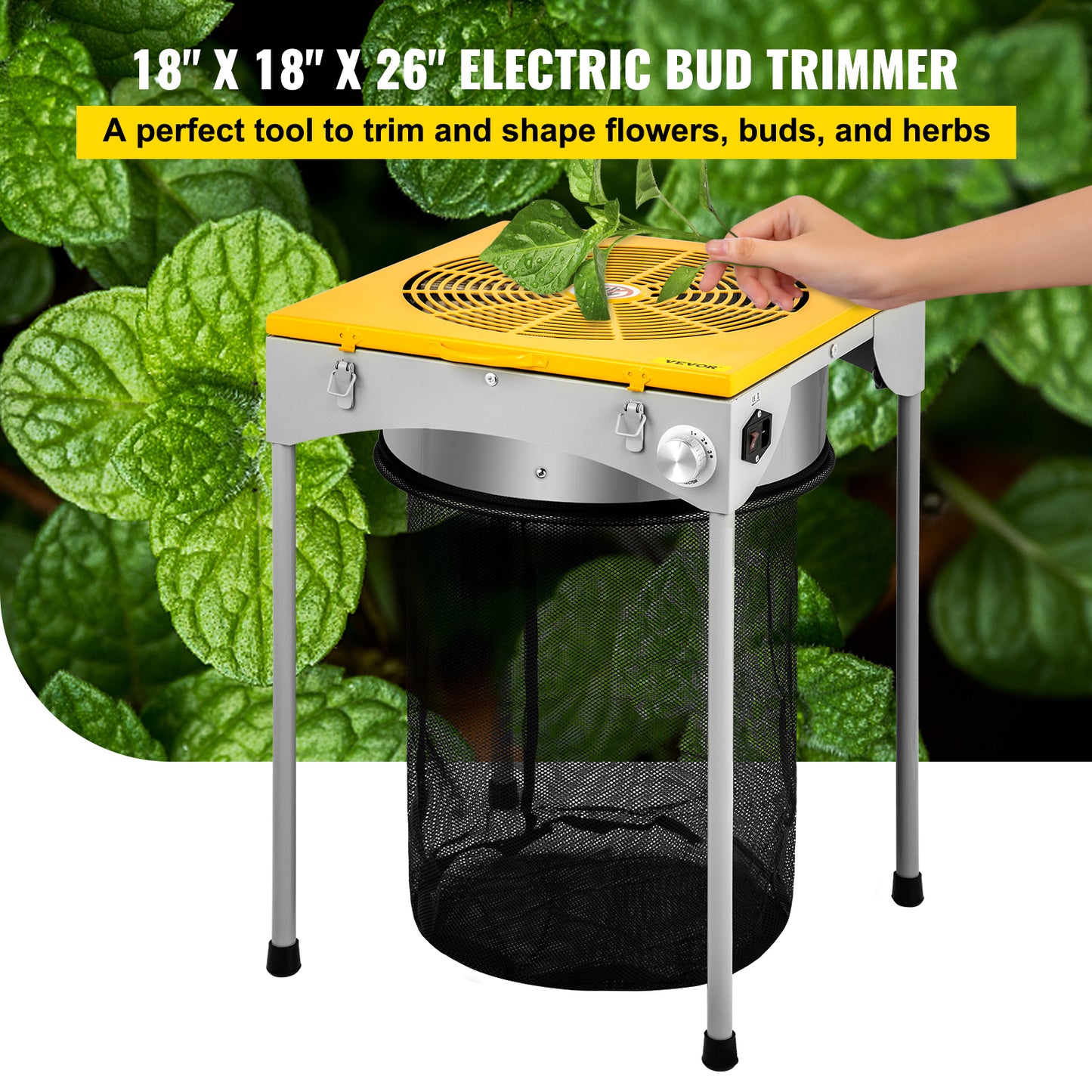 Hydroponic 18" Electric Leaf Bud Trimmer 3 Speed 60W 6-Blade Grass Remover  Cut Result