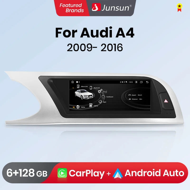 Mp5 Player, for Audi A4 A4L B8, with knob, 6GB, 128GB, 720p, WiFi, White