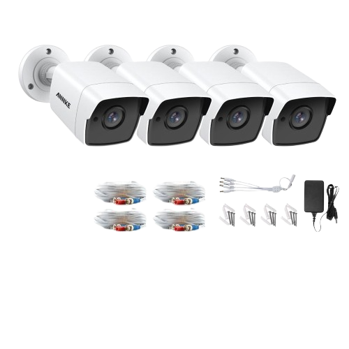 5MP ANNKE 4pcs CCTV Bullet Cameras IR Cut Filter,IP67,100ft Night Vision