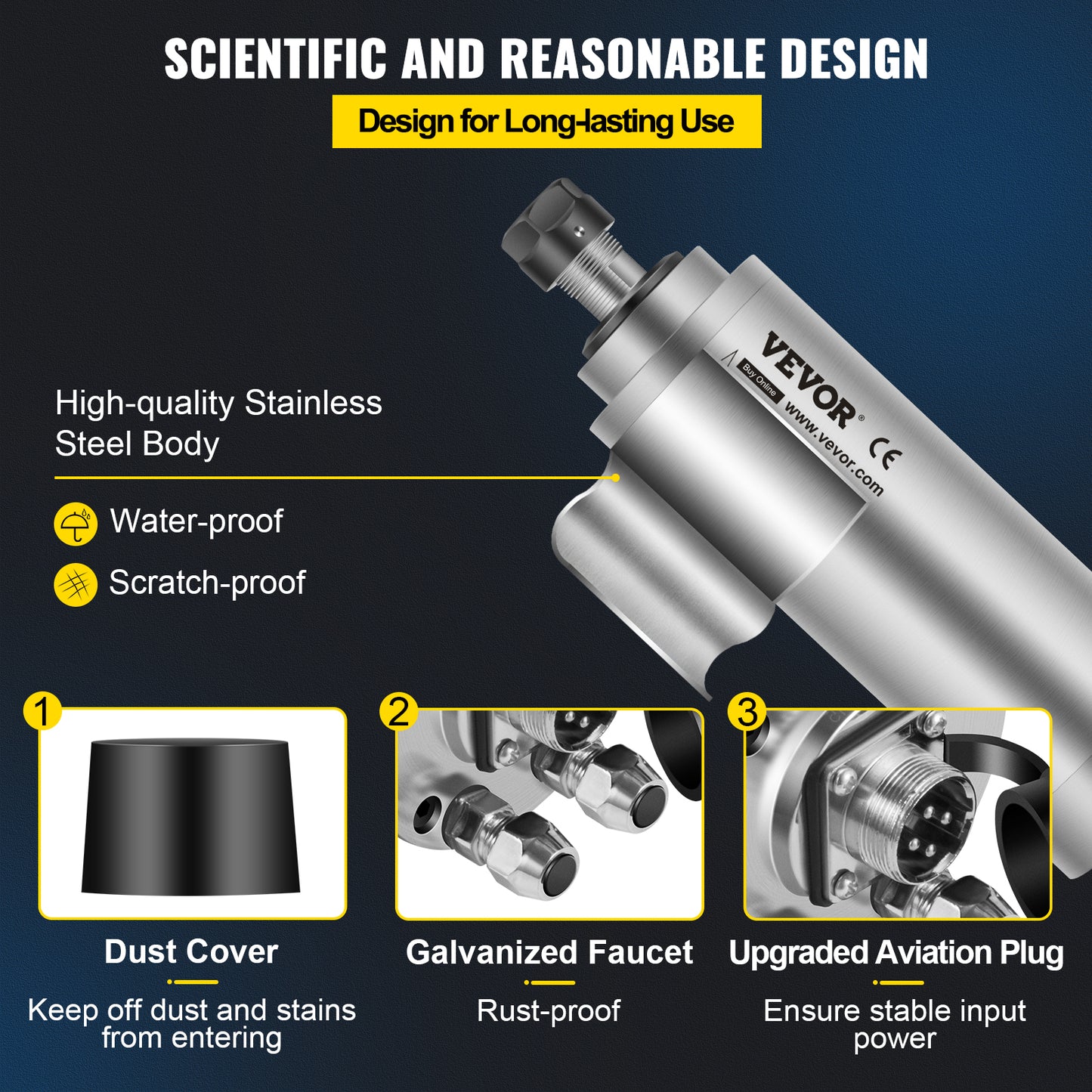 Water Cooled Spindle Motor Kit with High Speed and 3 Bearings for CNC Router Milling - 2.2KW 3KW ER20 Collet