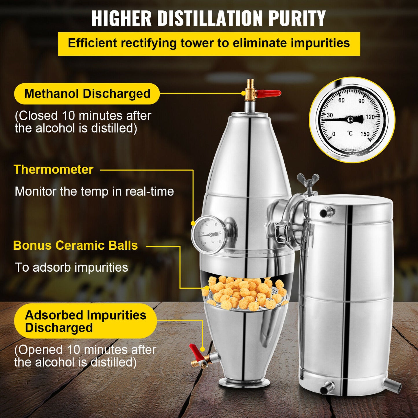 Alcohol Distiller Beer Brewing Equipment Moonshine Apparatus Home Kit 70L