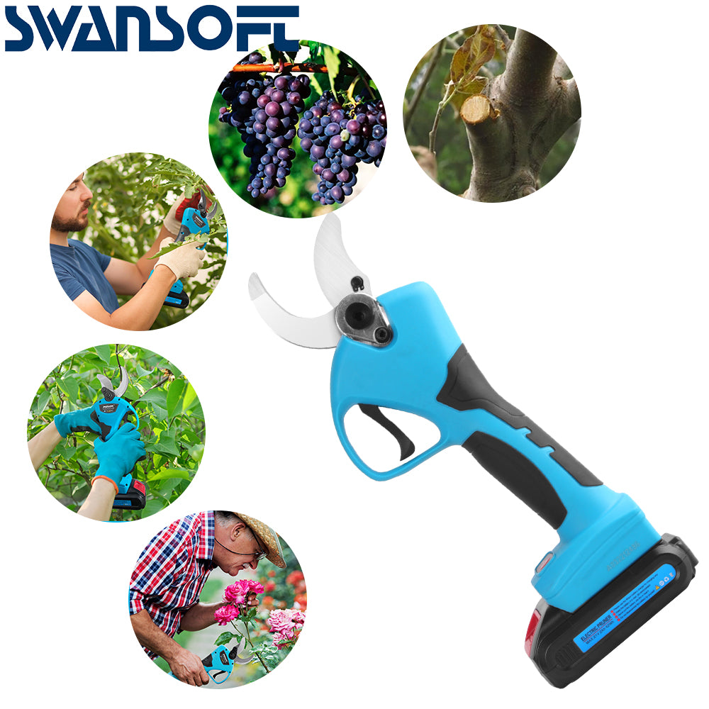 Professional Cordless Electric Pruning Shears 40mm Orchard Scissors Power Cutter Result 21V.