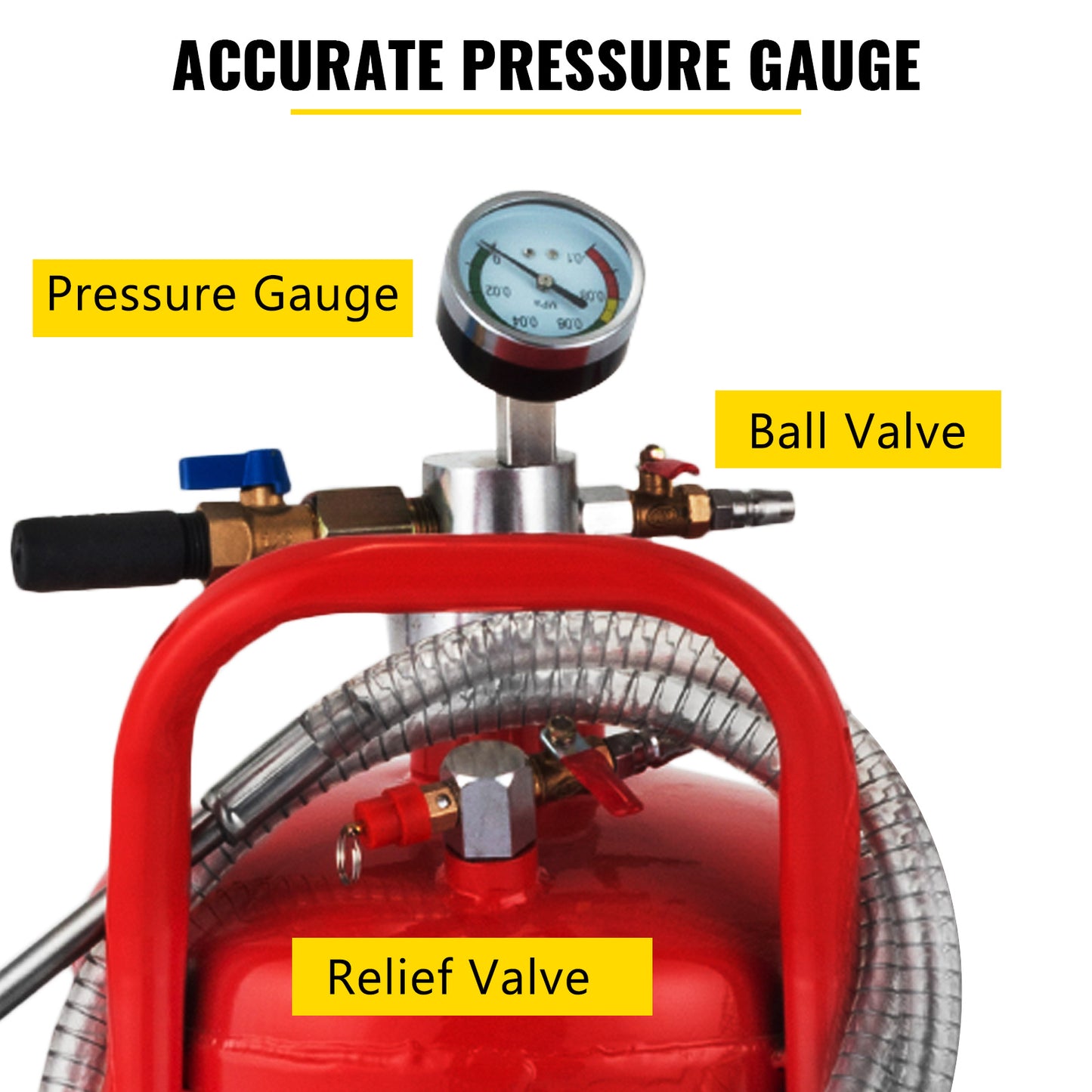 Pneumatic Oil Extractor Fuel Change Tool with 6 Probes, Pressure Gauge & Safety Valve - 22.7L