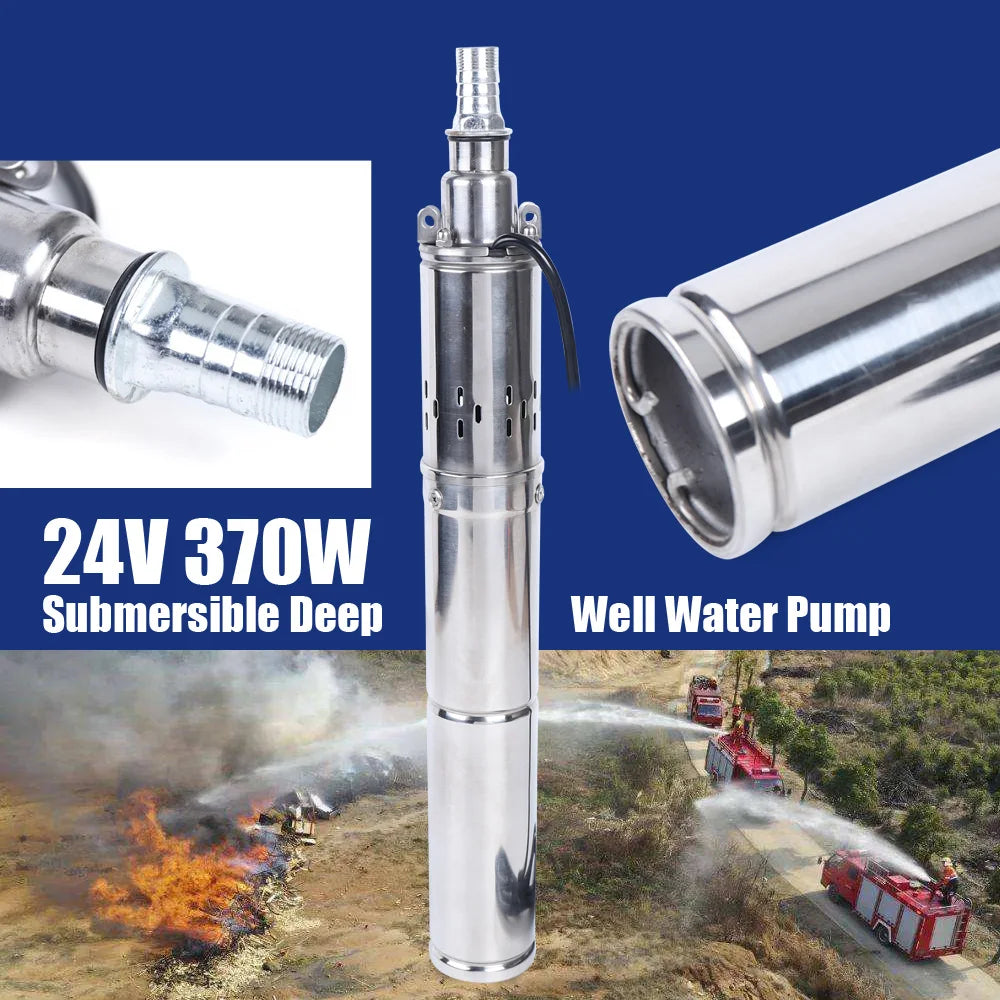 Submersible Pump, 370W, 24V, Electric, 20m, 1.8m³/h, Silver