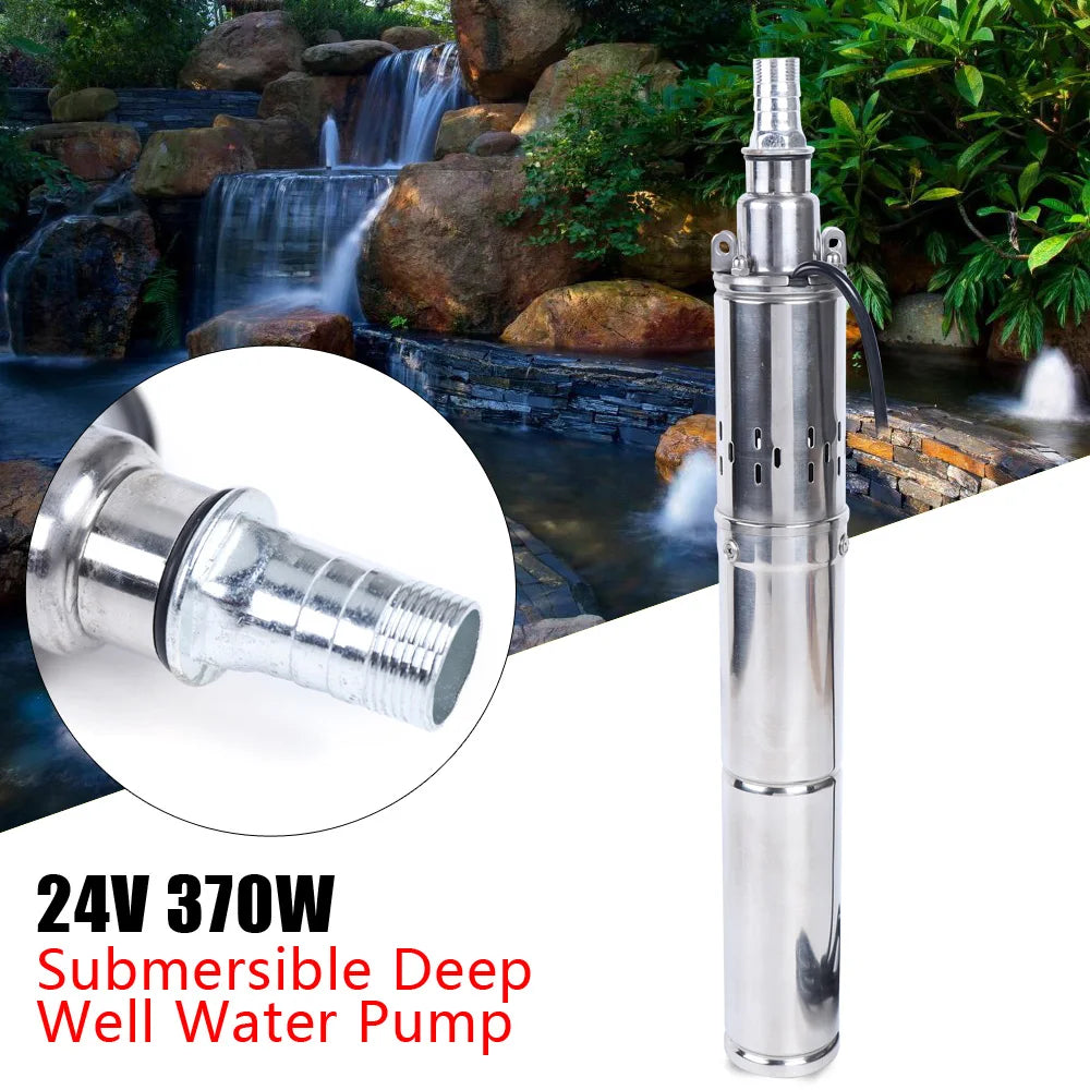 Submersible Pump, 370W, 24V, Electric, 20m, 1.8m³/h, Silver