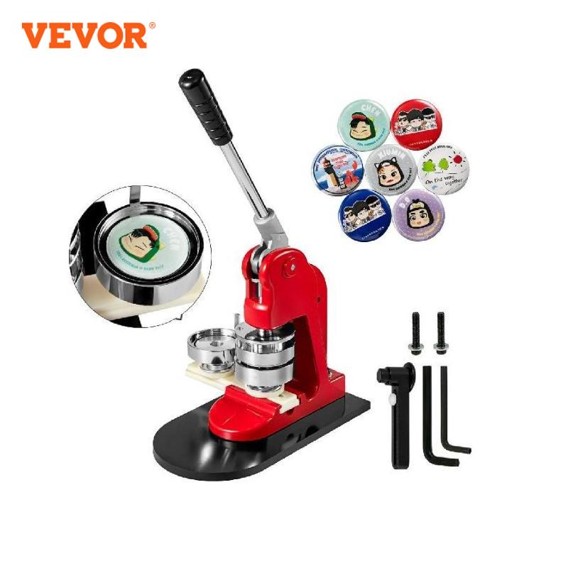 Buton Maker Machine, Vevor, 1000 buc, 58 mm, manual, roșu