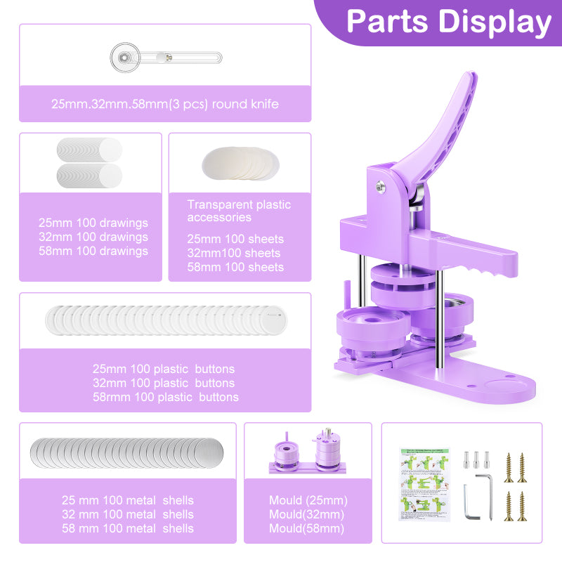 Machine à fabriquer des boutons DIY + 300 pièces + coupe-cercle – Badges