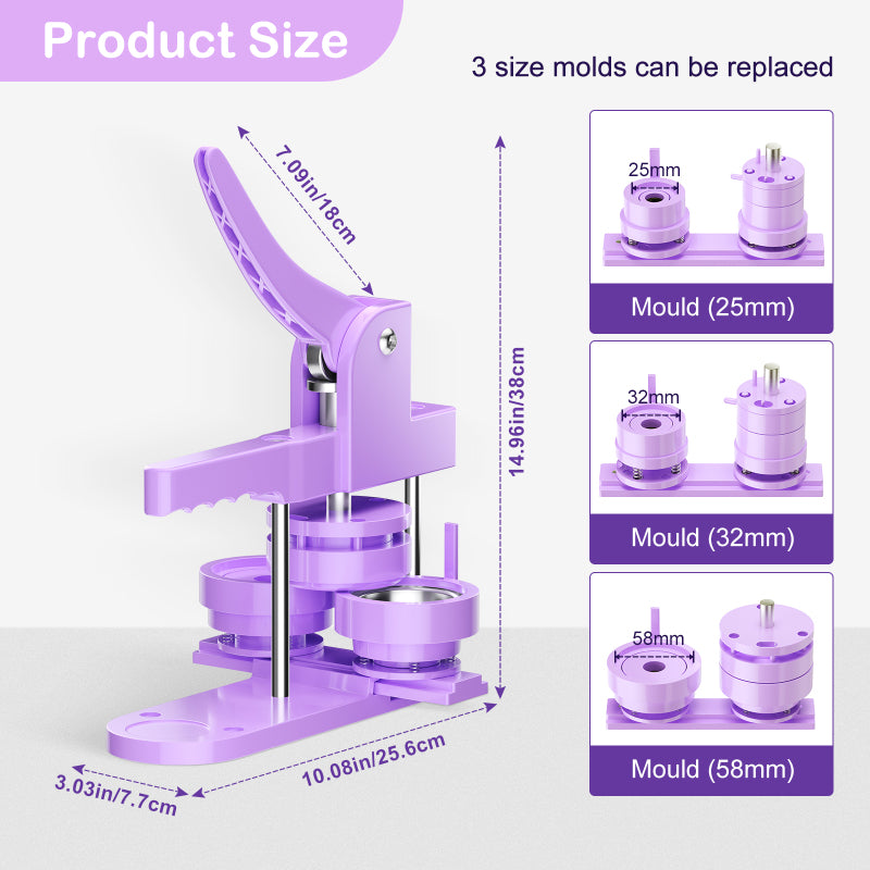 Mașină de fabricare a butoanelor cu bricolaj + 300 bucăți de piese + tăietor circular - insigne