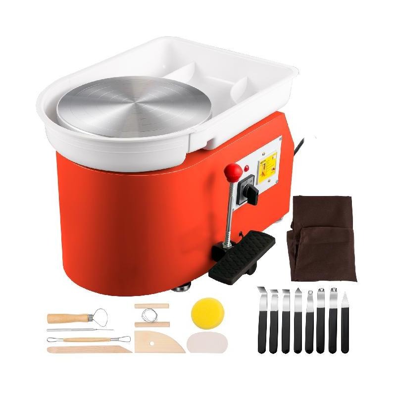 Electric Ceramic Pottery Wheel Machine with Turntable Tray - 28cm, 350W, Manual Control, 18Pcs