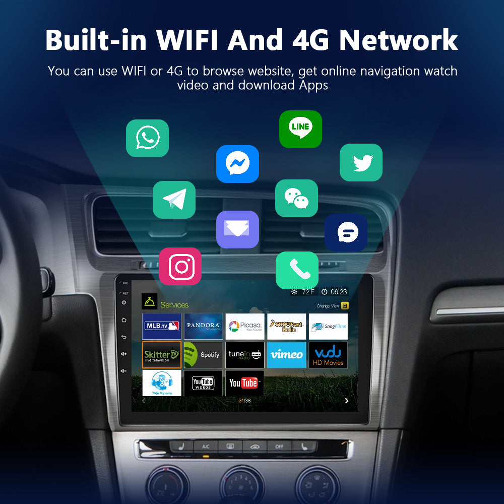 Player multimedia auto, Podofo, 1GB, 16GB, GPS, Android, Hifi, 4G, negru