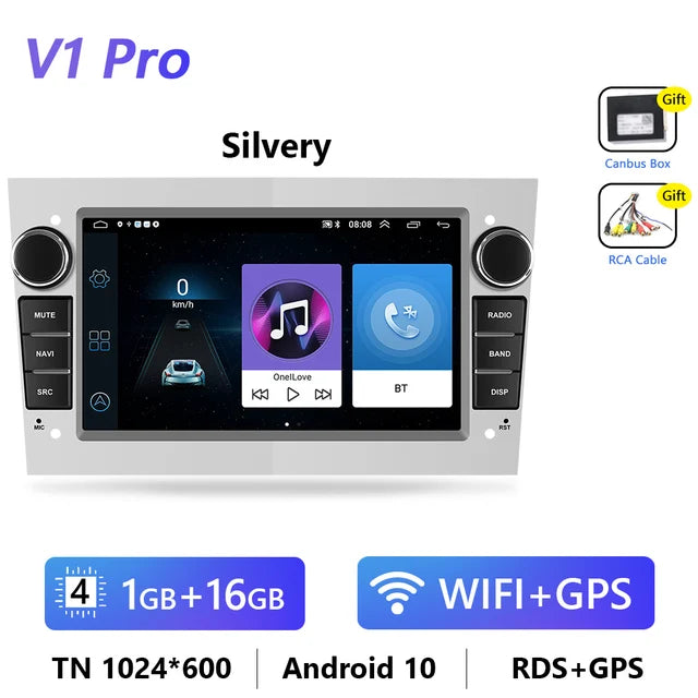 Mp5 Player, For Opel, V1, 1GB, 16GB, 2Din, WiFi, Radio, 4x45, Silver