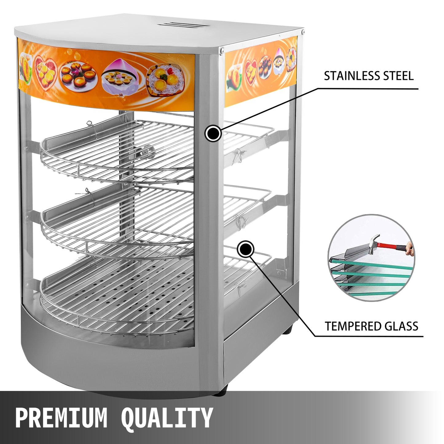 Adjustable Tiered Countertop Food Warmer, Commercial Kitchen Appliance (3/5 Tier)