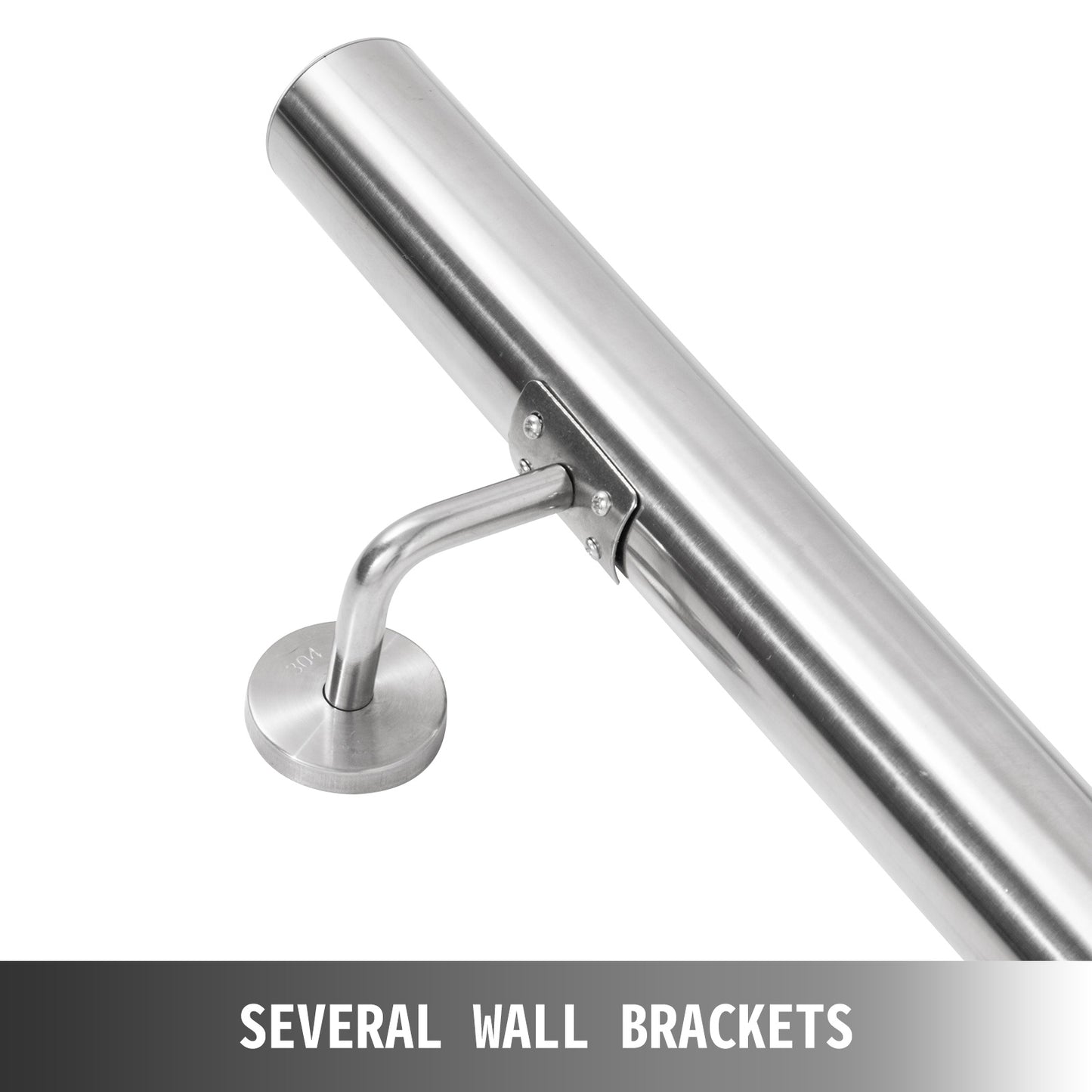 Wall Mount Iron Handrail Stainless Steel Pipe Rail 200lbs