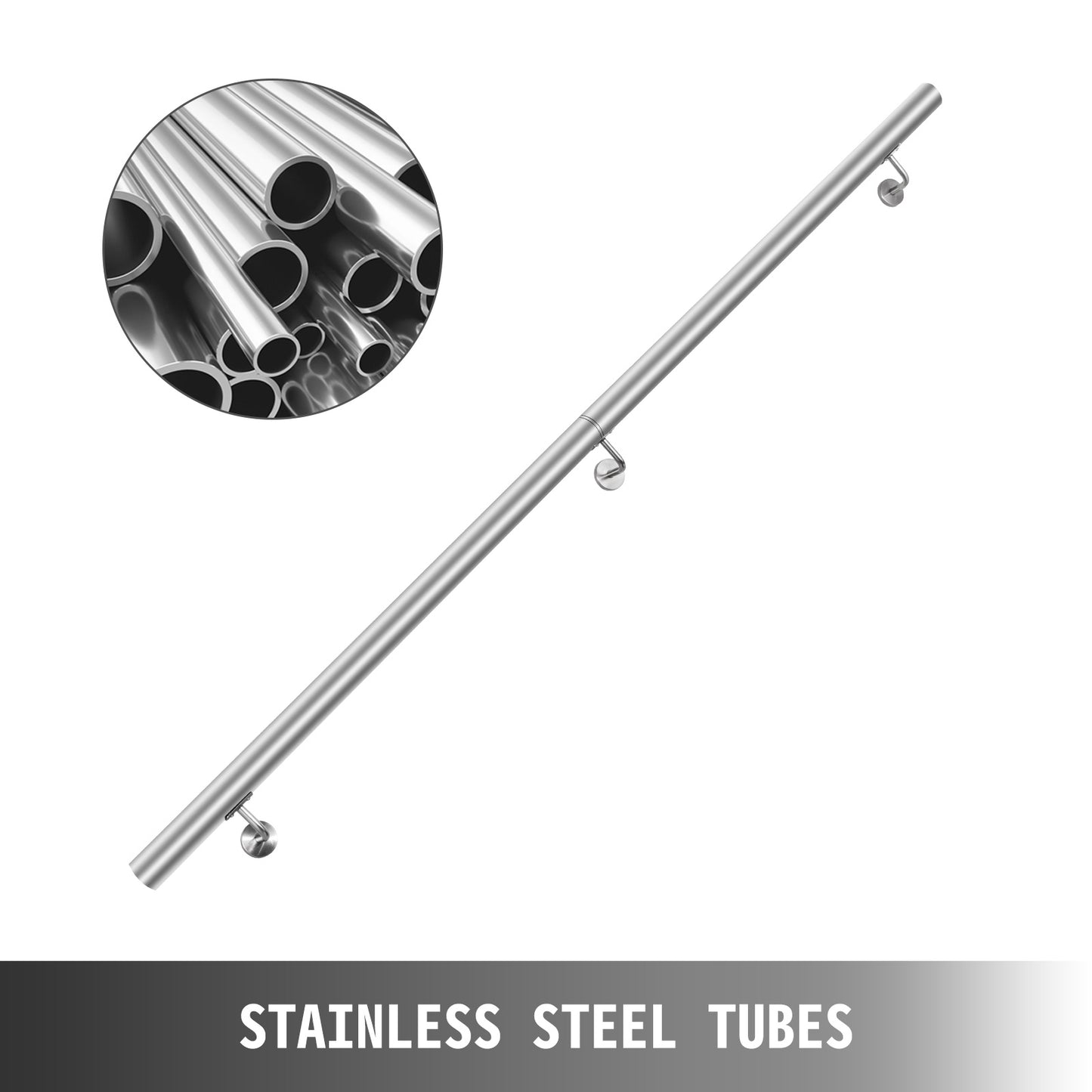 Wall Mount Iron Handrail Stainless Steel Pipe Rail 200lbs