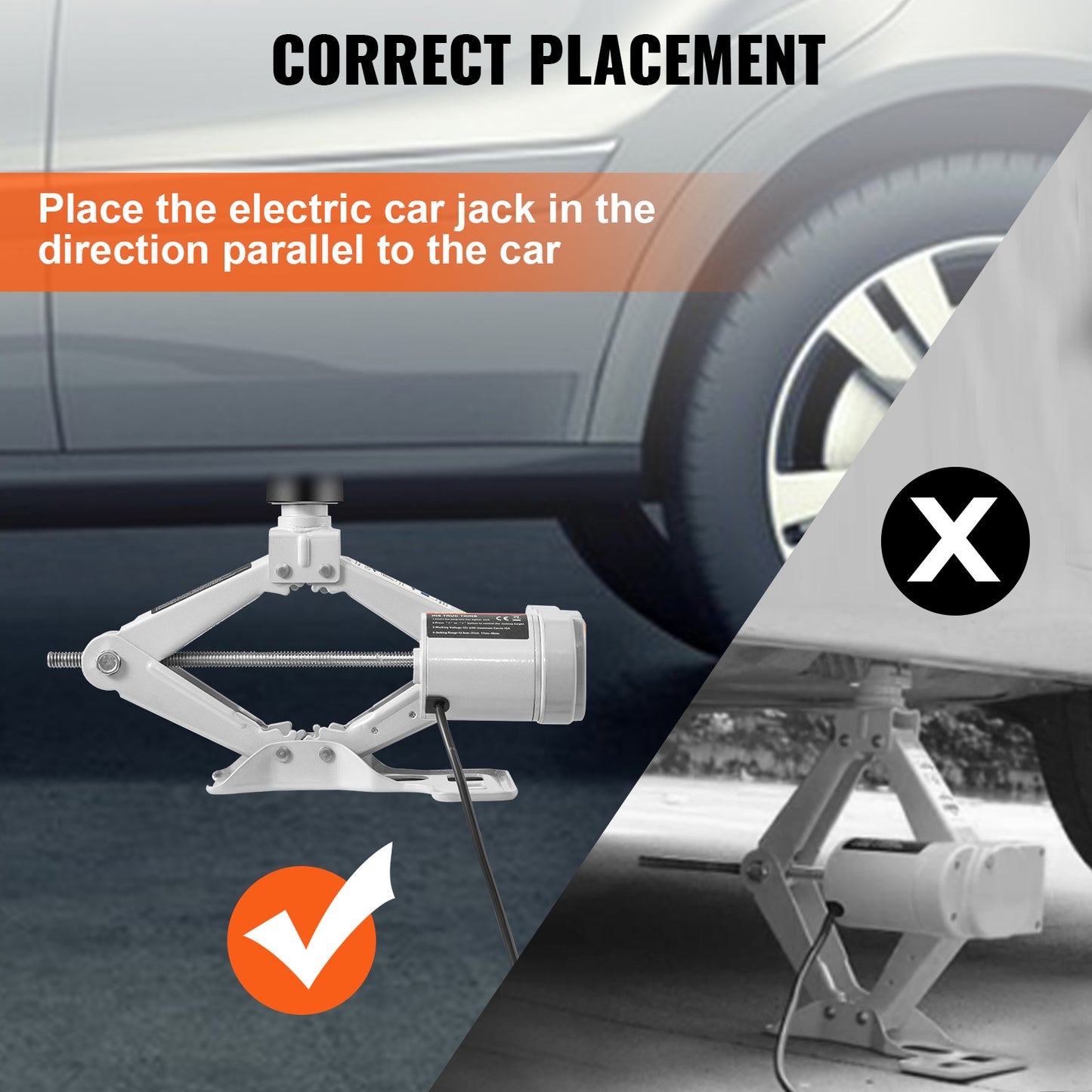 Electric Car Jack, 12V, 100W, 3 Ton, 150 PSI, 13A, DC, Grey