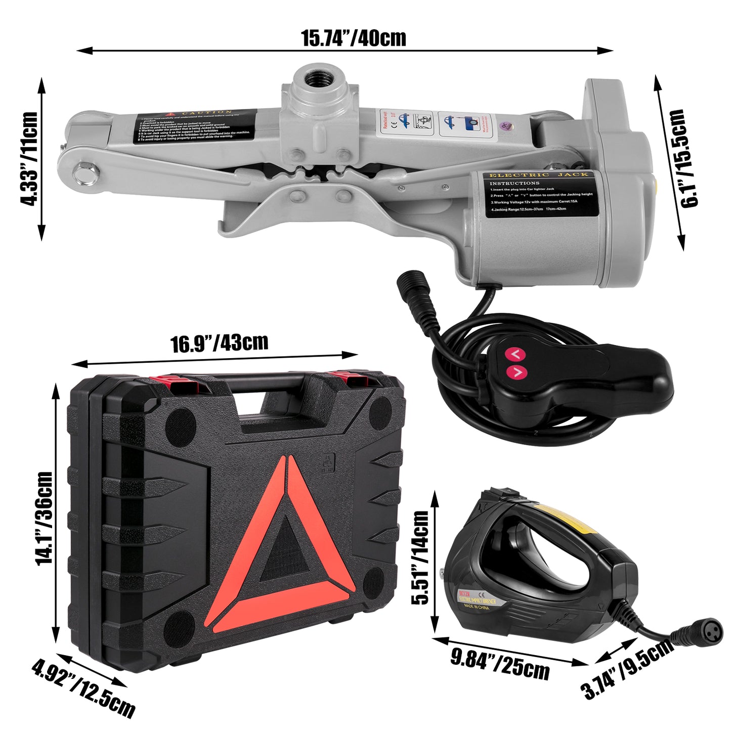 Cric de voiture électrique, 12 V, 100 W, 3 tonnes, 150 PSI, 13 A, DC, gris