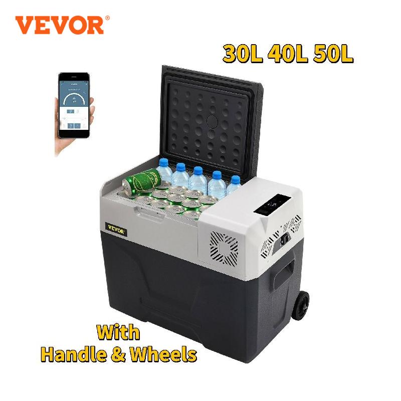 Car Refrigerator, Vevor, Portable Compressor, 32Qt, 30L, Wheel & Draw Bar, Black