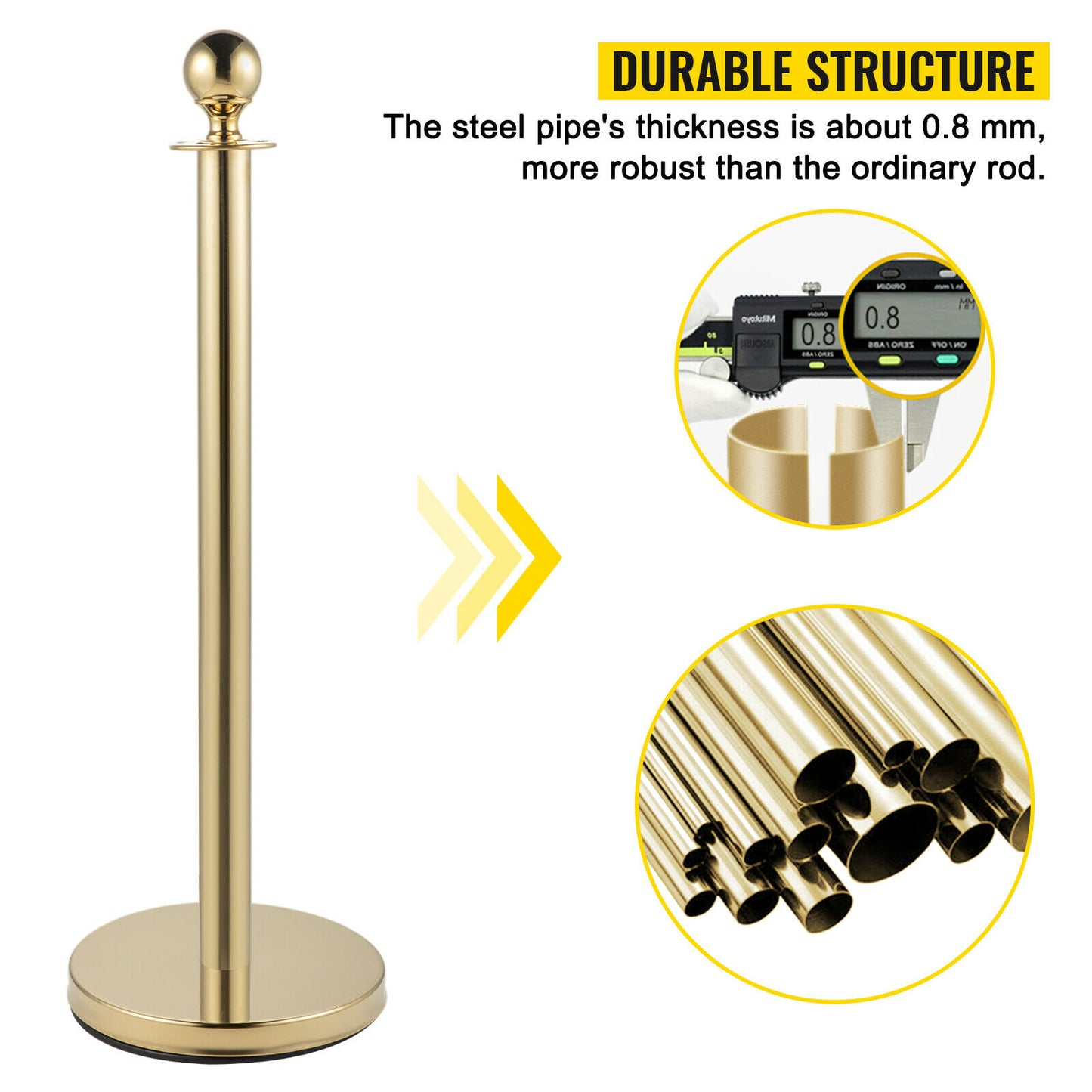 Gold/Silver Stanchions with Velvet Ropes, Stable Base 35.4" Tall