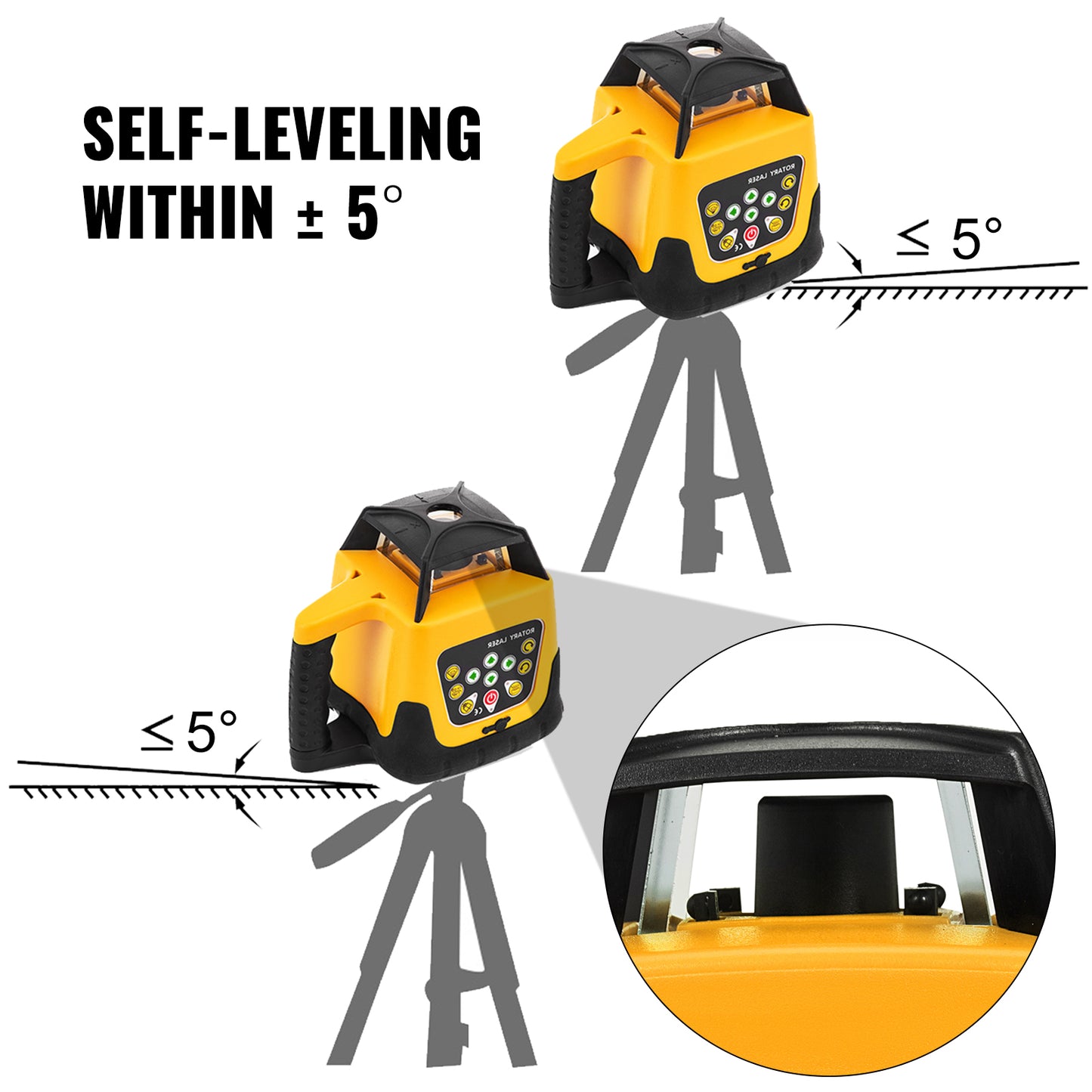 Rotary Laser Level 360 with 500m Range & Cross-Line Measurement Instruments - Construction Tool