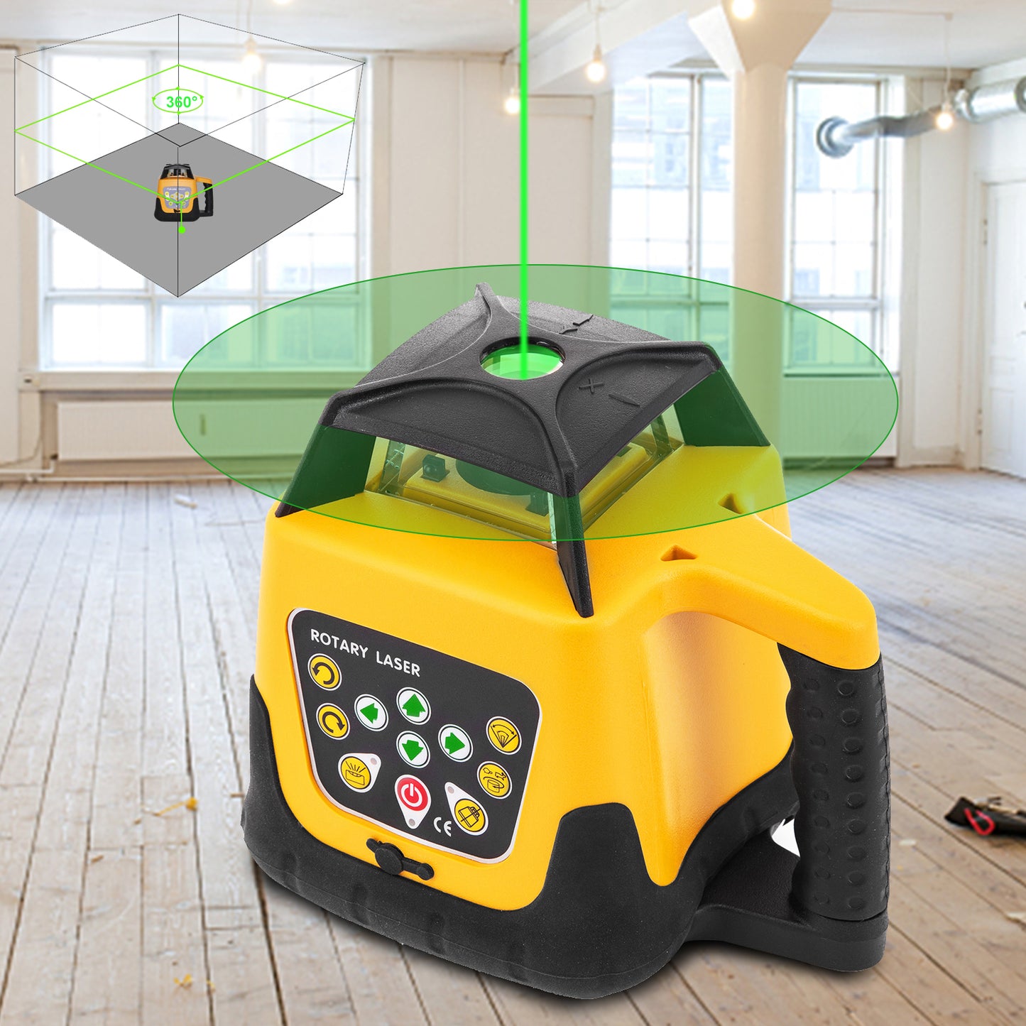 Rotary Laser Level 360 with 500m Range & Cross-Line Measurement Instruments - Construction Tool