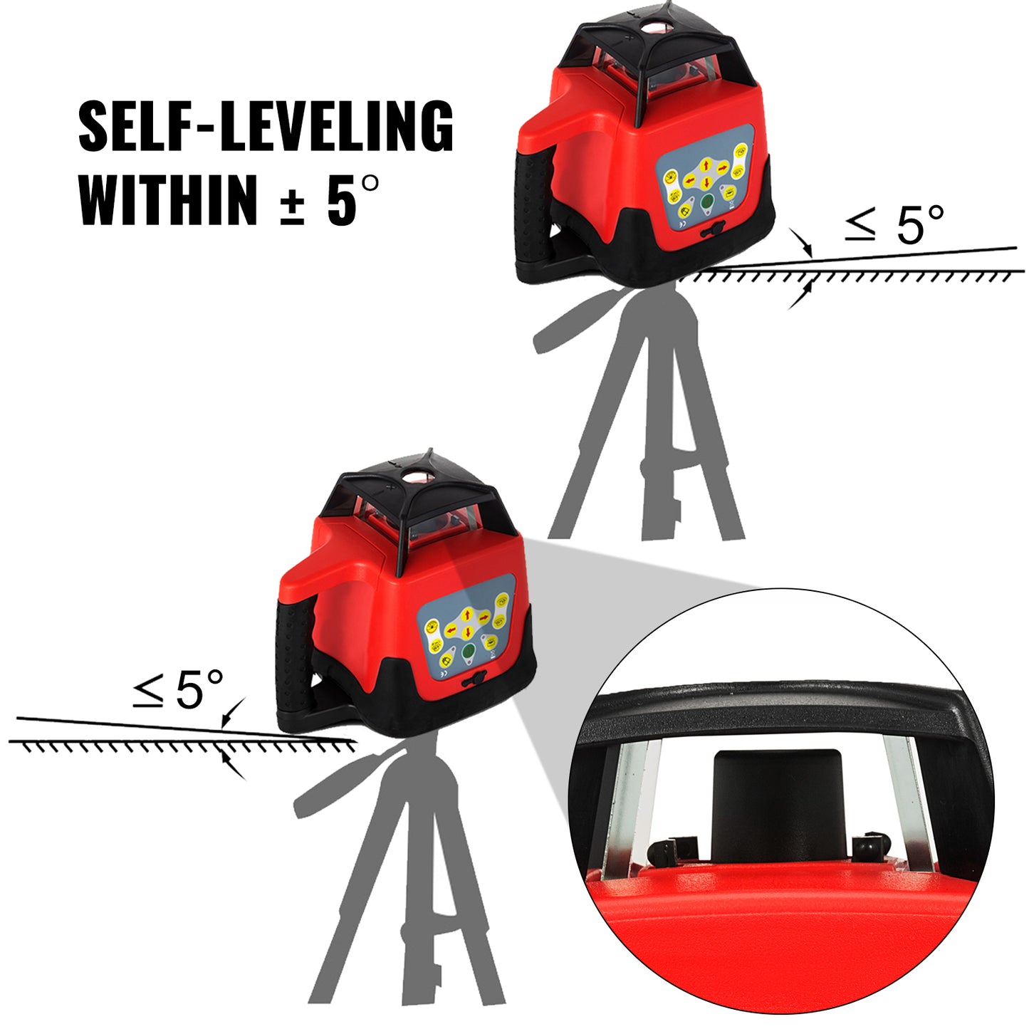 Rotary Laser Leveling Kit 500M Range for Outdoor Construction - Measures