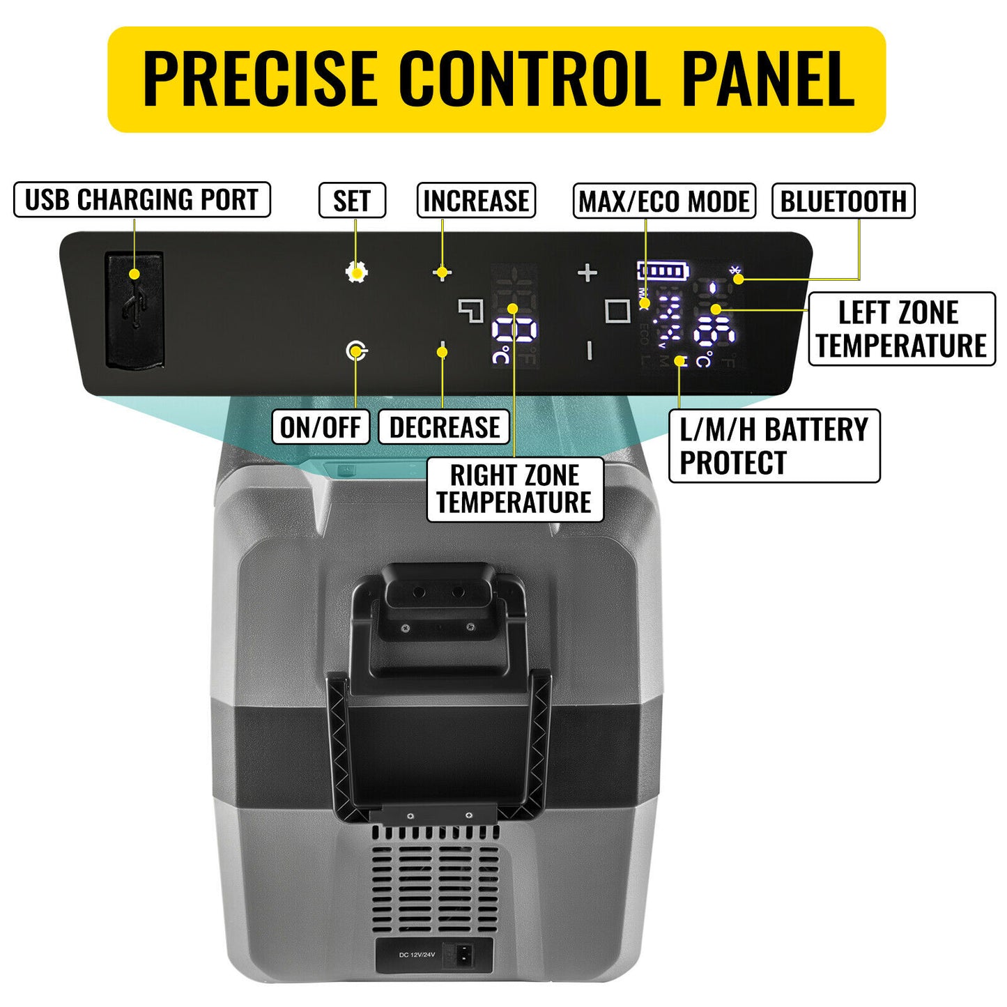 Réfrigérateur de voiture portable 12/24V DC 100-240 AC, 36L 50L 60L, roue+poignée