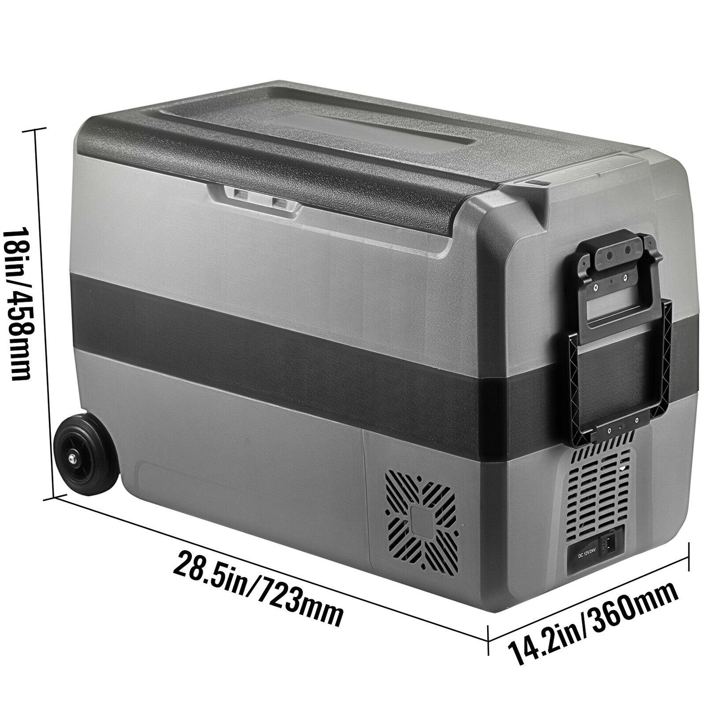 Portable Car Fridge 12/24V DC 100-240 AC, 36L 50L 60L, Wheel+Handle