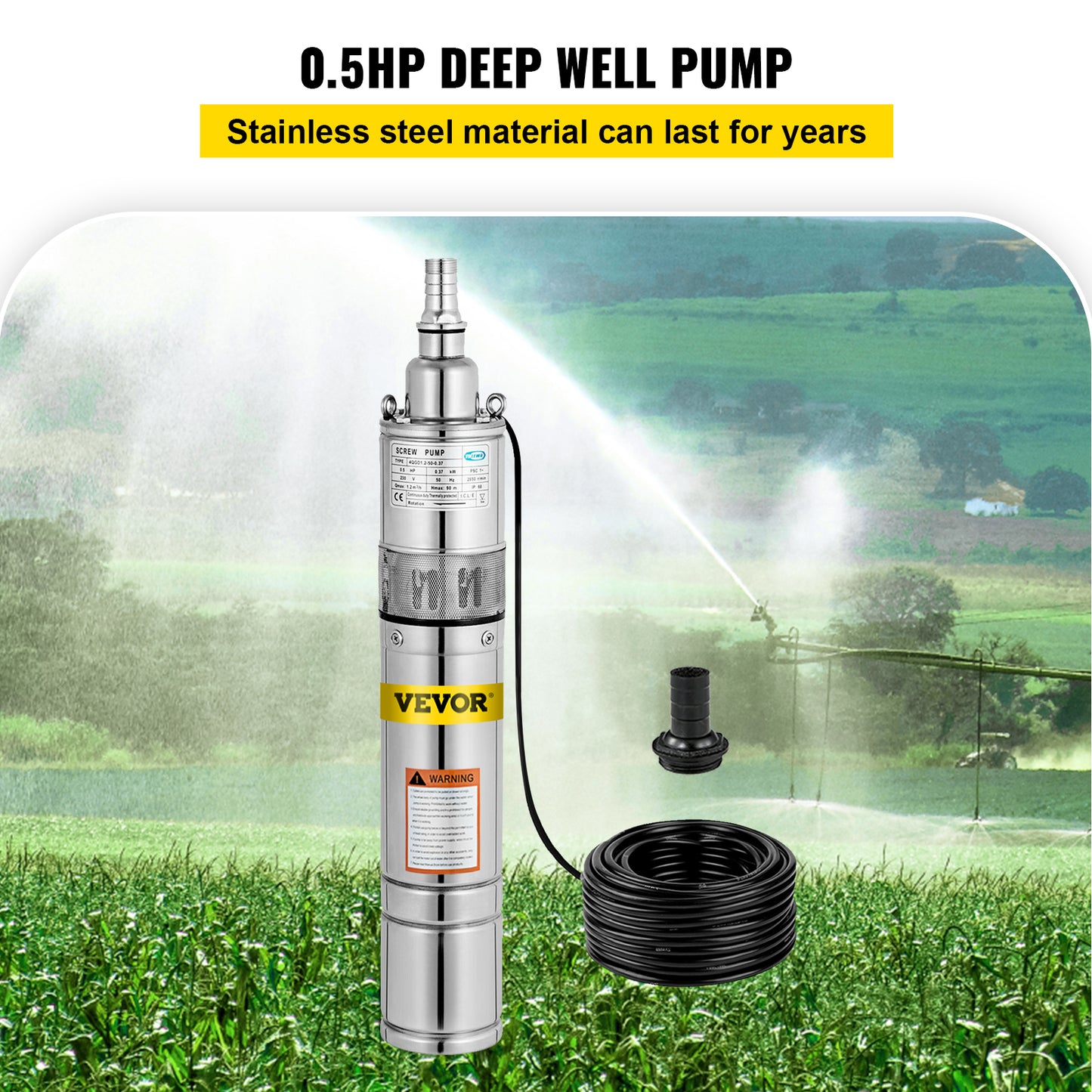 Submersible well pump with control box, 2200 W, 20 m cable, 5500 l/h
