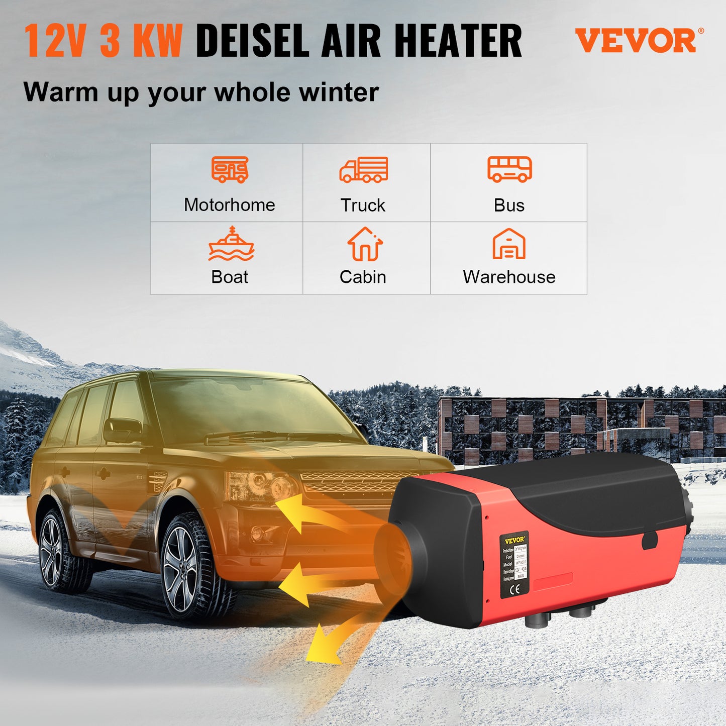 Diesel Air Heater with Remote and 10L Tank - 3KW 12V for Vehicles.