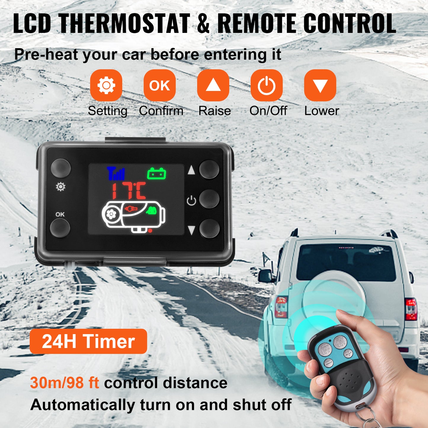 High-Quality 3KW Diesel Car Heater with LCD Switch & Silencers (12V)