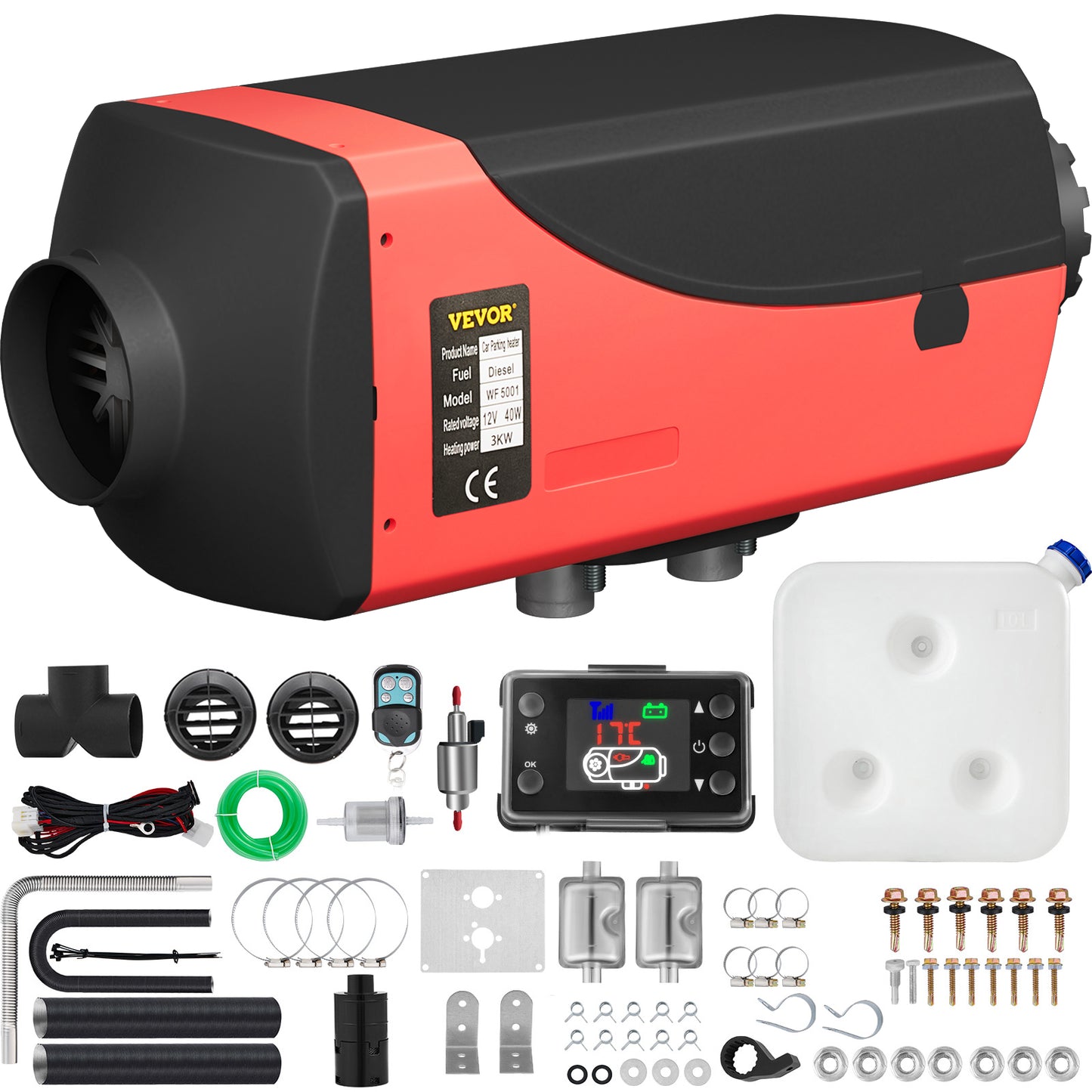 High-Quality 3KW Diesel Car Heater with LCD Switch & Silencers (12V)