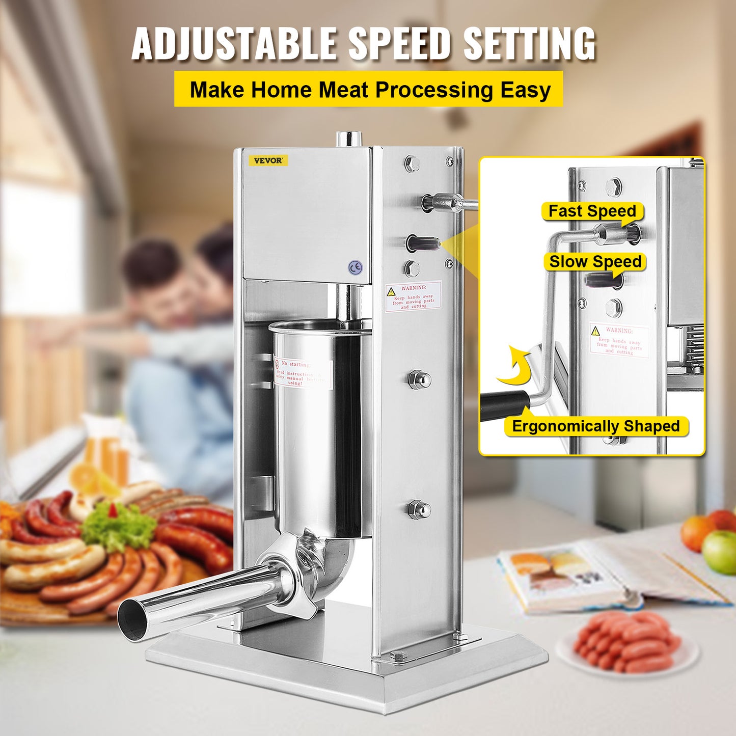 Manual Sausage Filling Machine 5 Nozzles Hot Dog Maker 3L