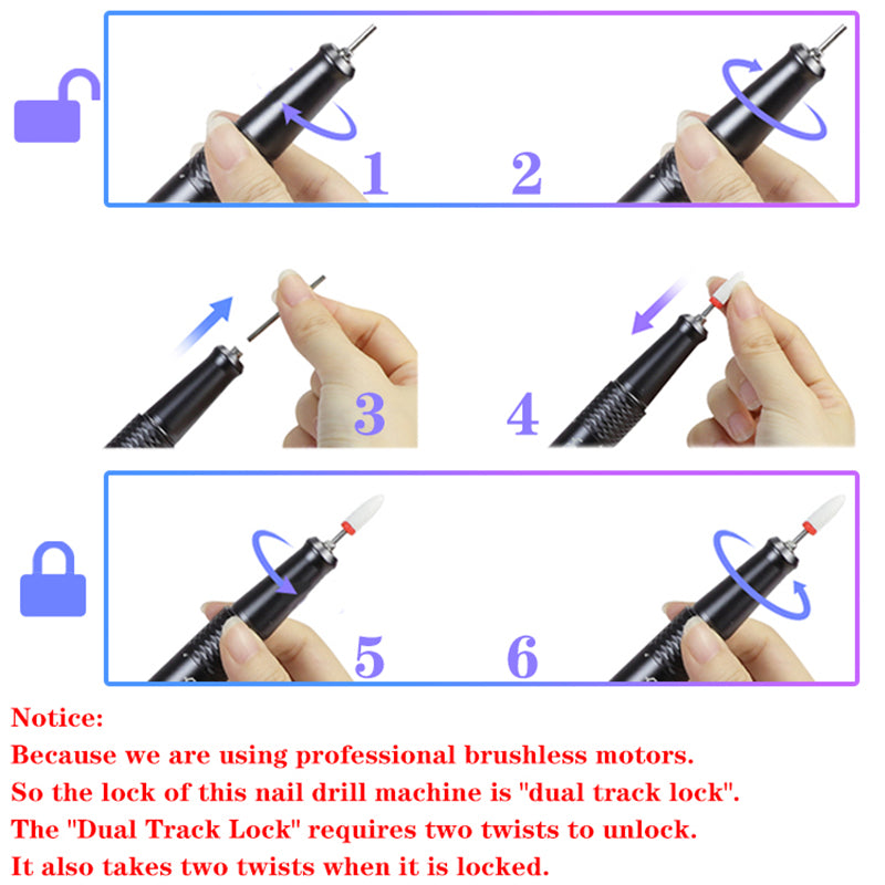 Nail Drill Machine, Yokefellownail, 35000RPM, Rechargeable, Brushless Motor, Grey