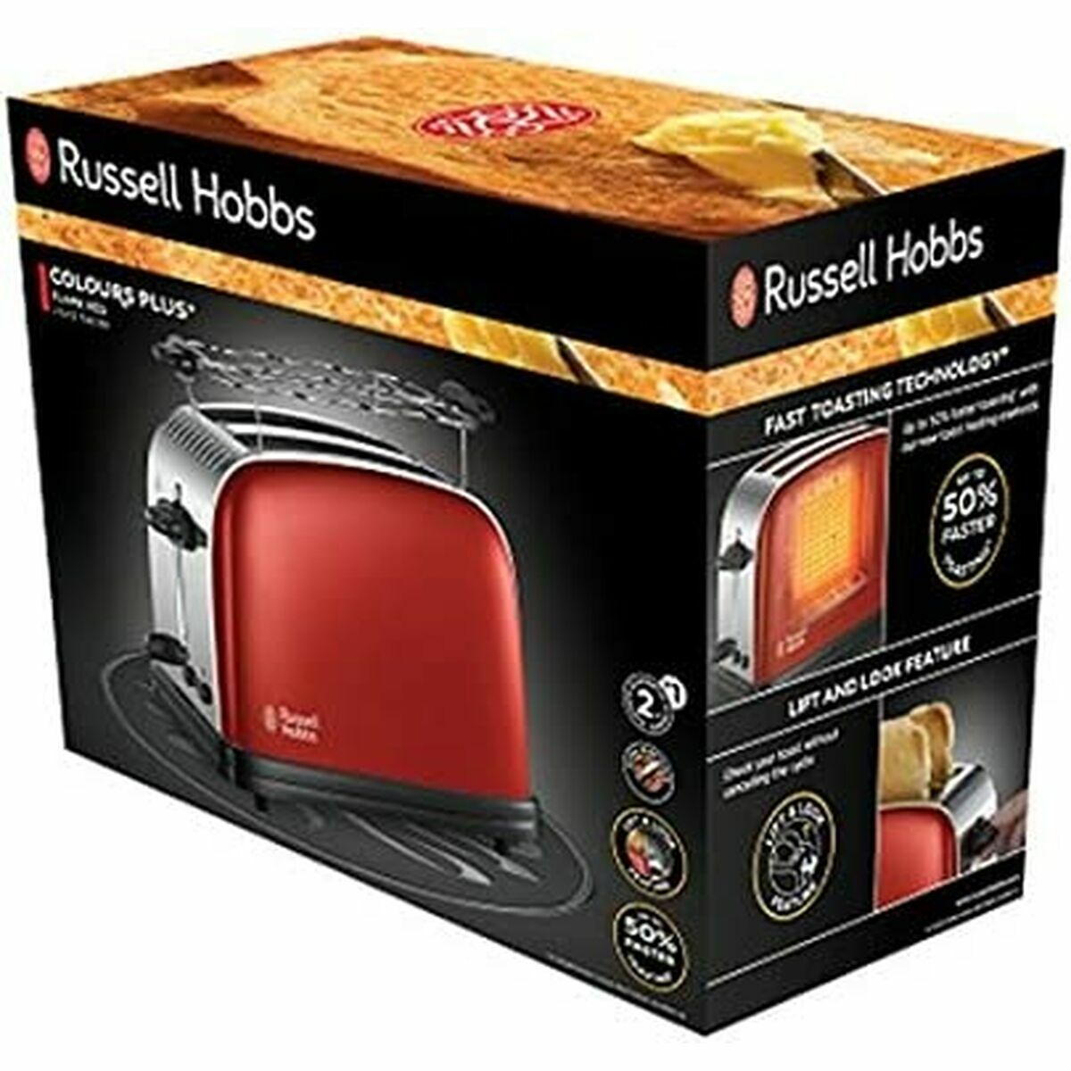 Prăjitor de Pâine Russell Hobbs Colours Plus+ Flame Red 1670 W