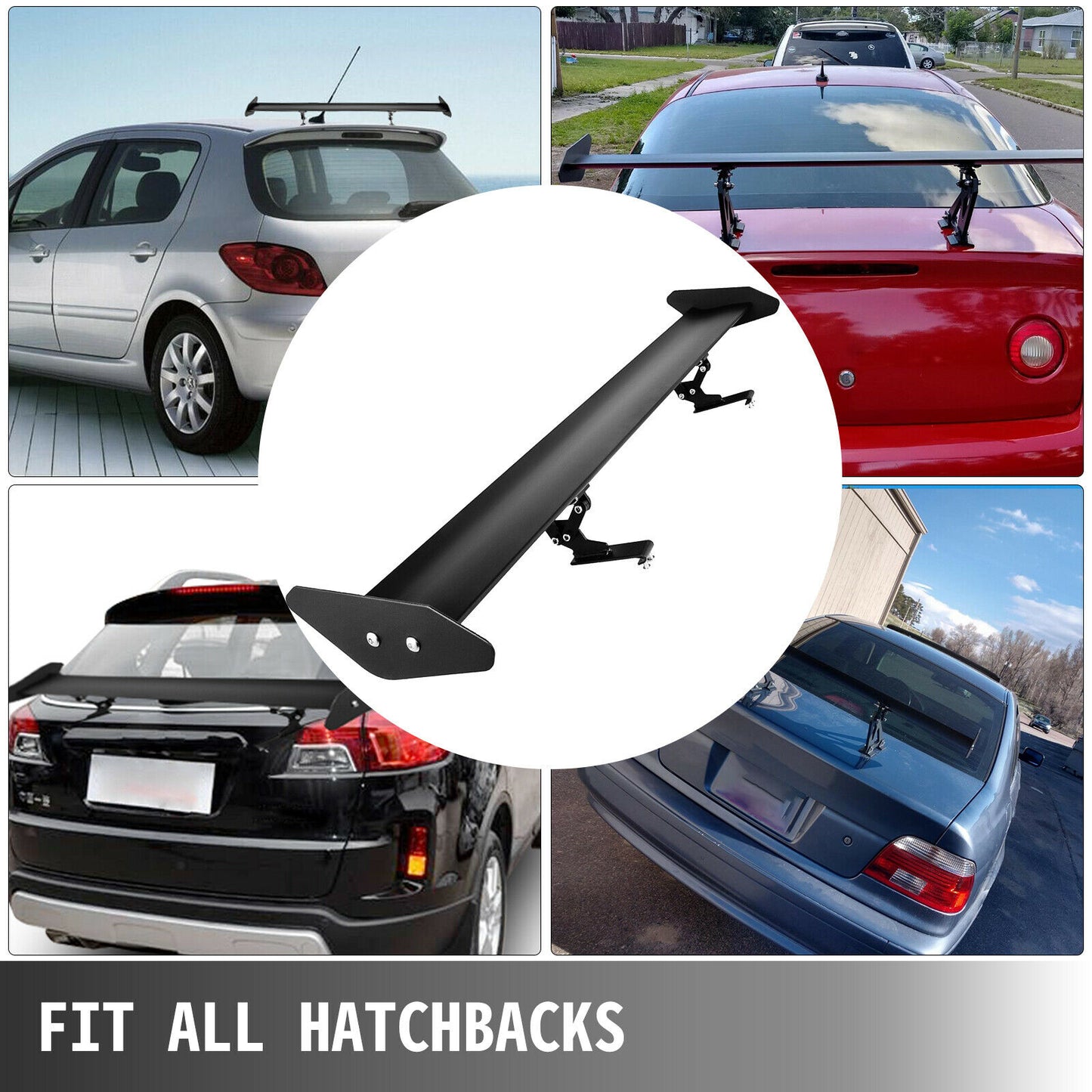 Lightweight Universal Rear Wing Spoiler Set (43/53") for Hatchbacks with Even Trunk